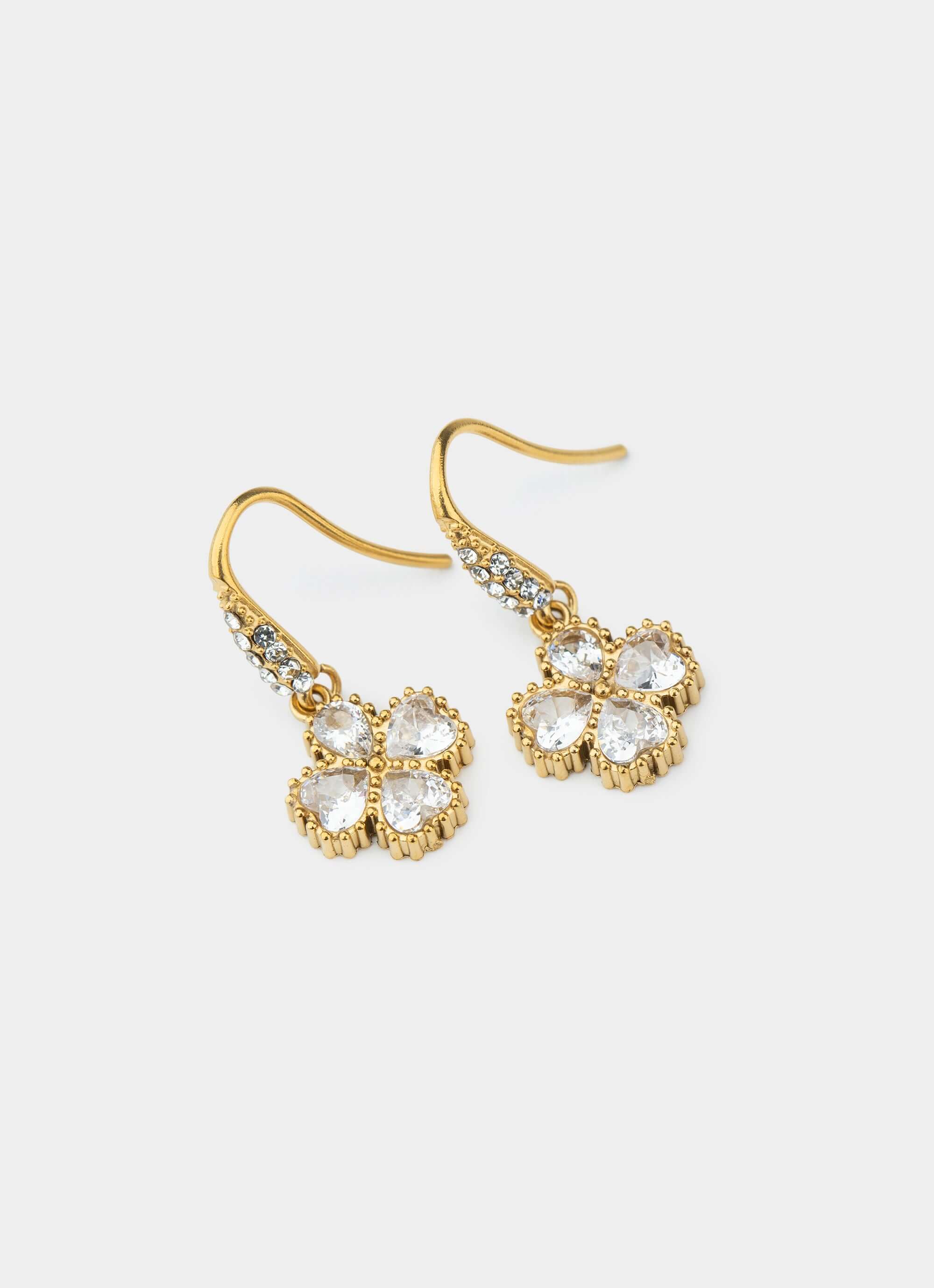 Stainless steel earrings – 18k gold plated – Vendetta Four Leaf Chandelier Earring - 18k Gold Plated