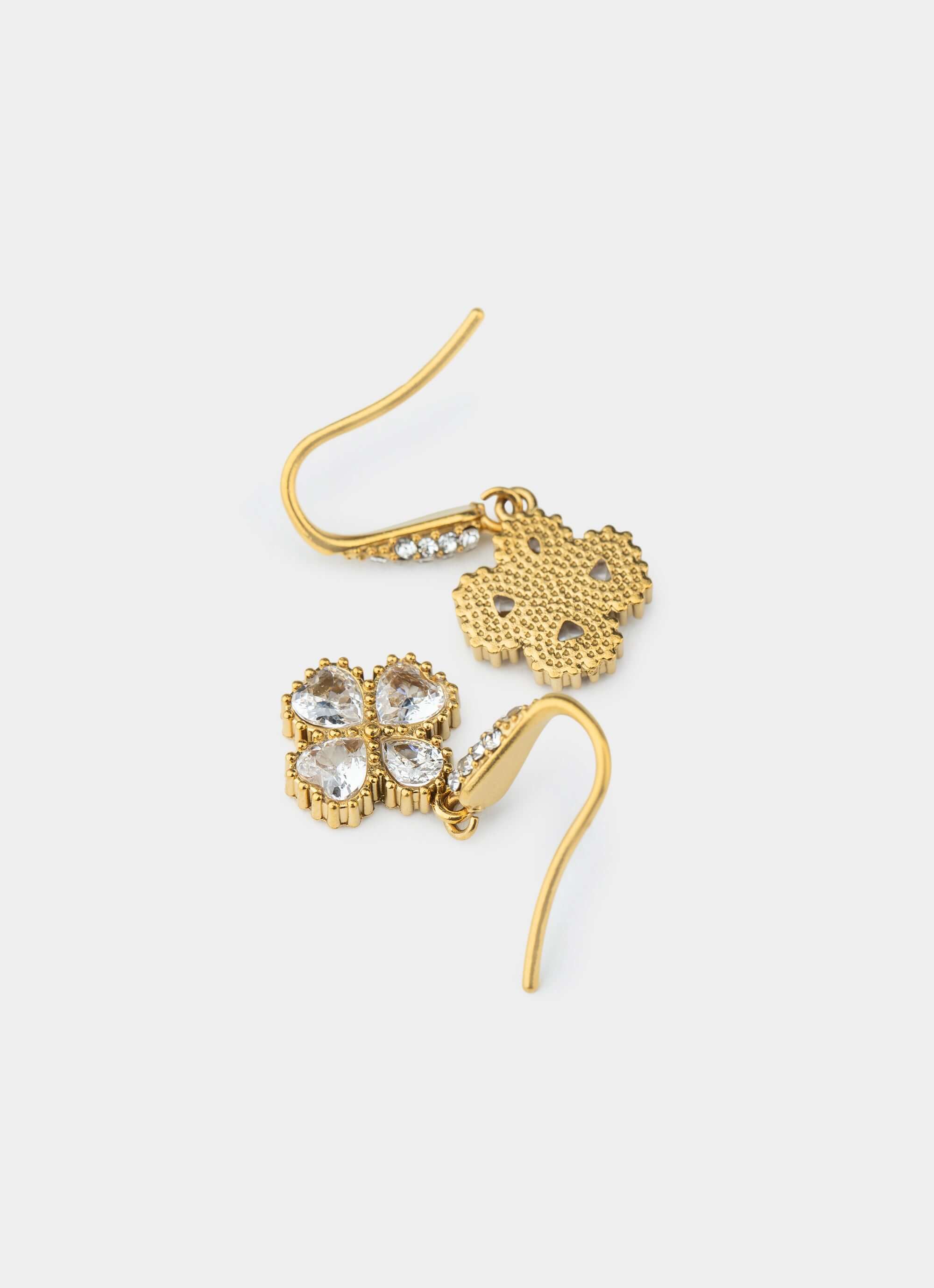 stainless steel earring – Vendetta Four Leaf Chandelier Earring - 18k Gold Plated