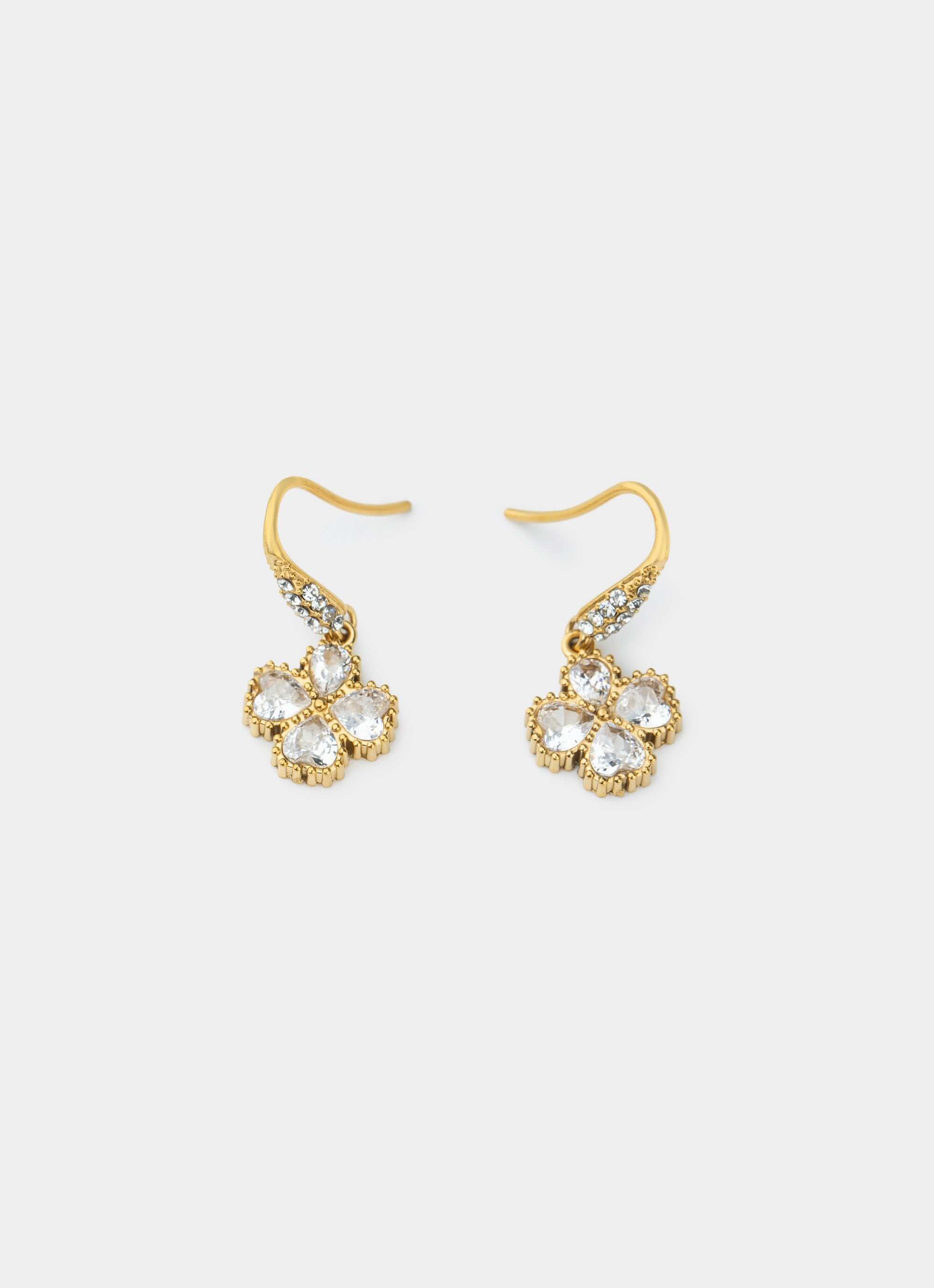 stainless steel earrings – Vendetta Four Leaf Chandelier Earring - 18k Gold Plated