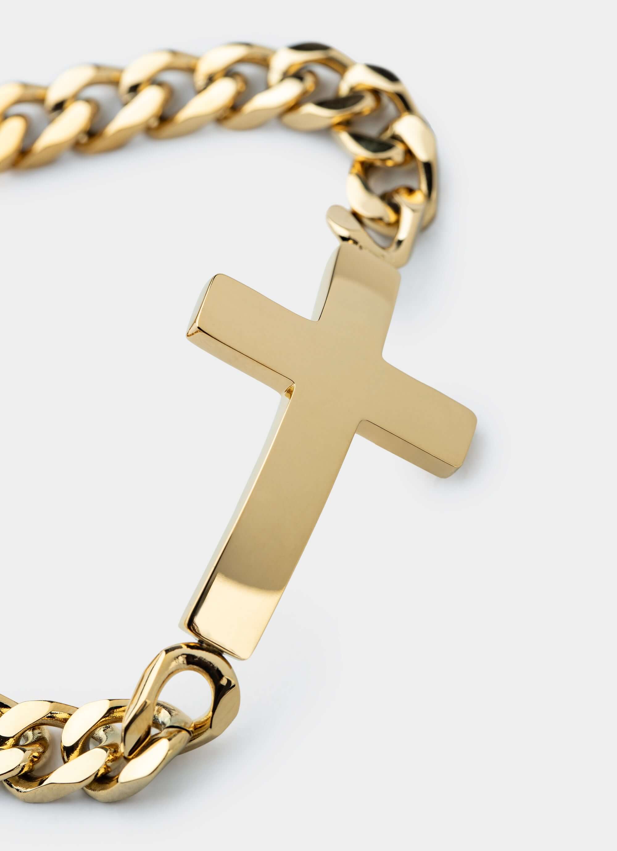 18k gold plated bracelet – chunky links with cross – Vendetta Jewellery
