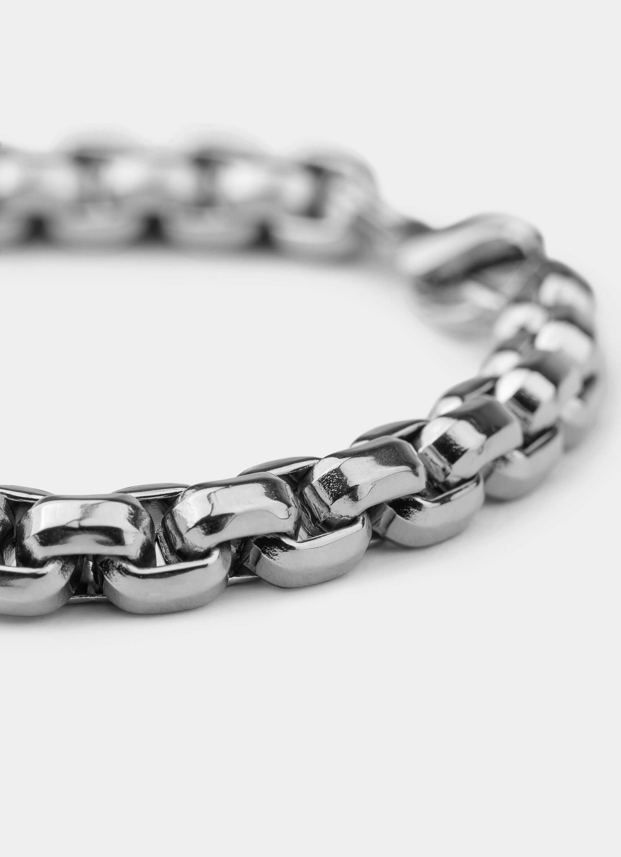 stainless steel Box Cross Bracelet – chunky box chain detail – Vendetta Jewellery