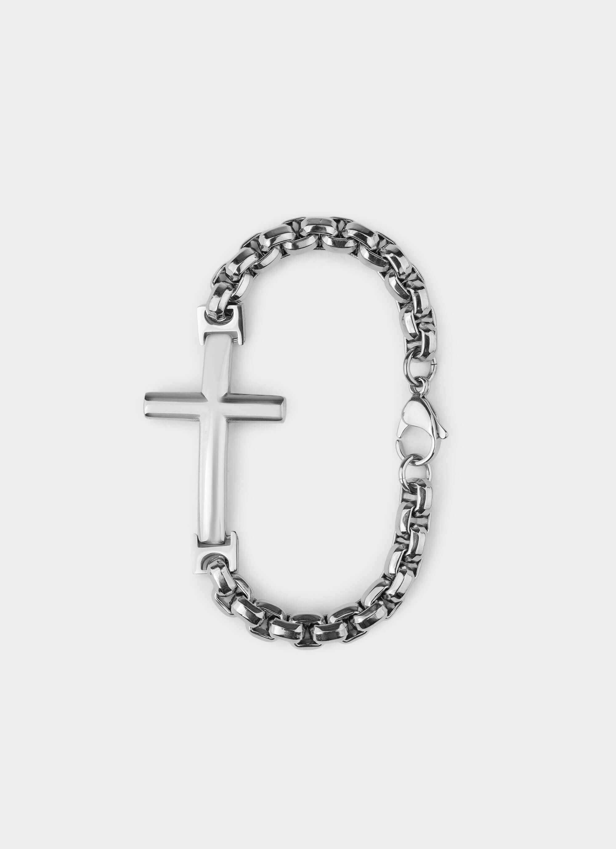 stainless steel Box Cross Bracelet – chunky chain with cross – Vendetta Jewellery
