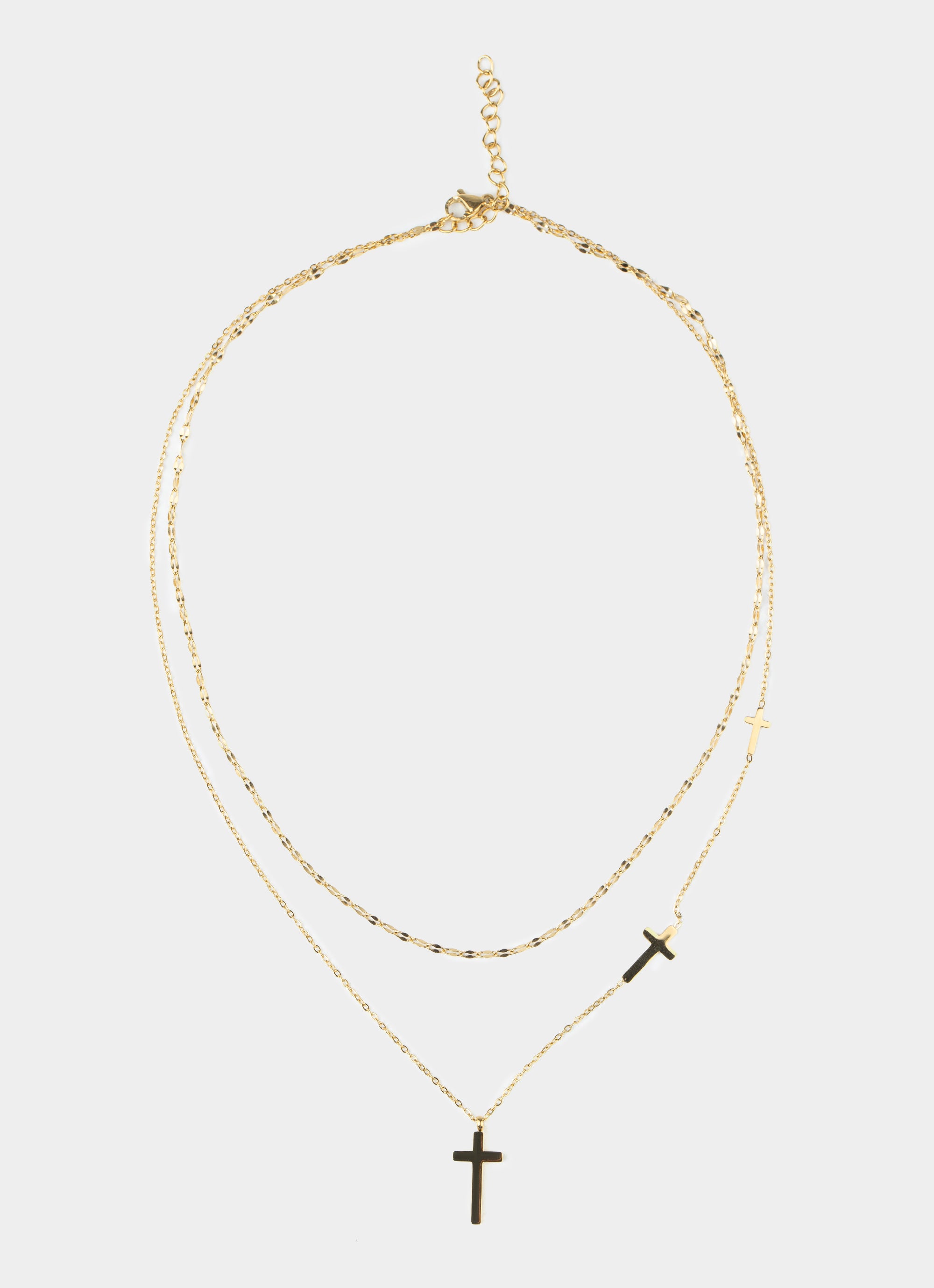 Mini Cross Stacker Necklace - Stainless Steel