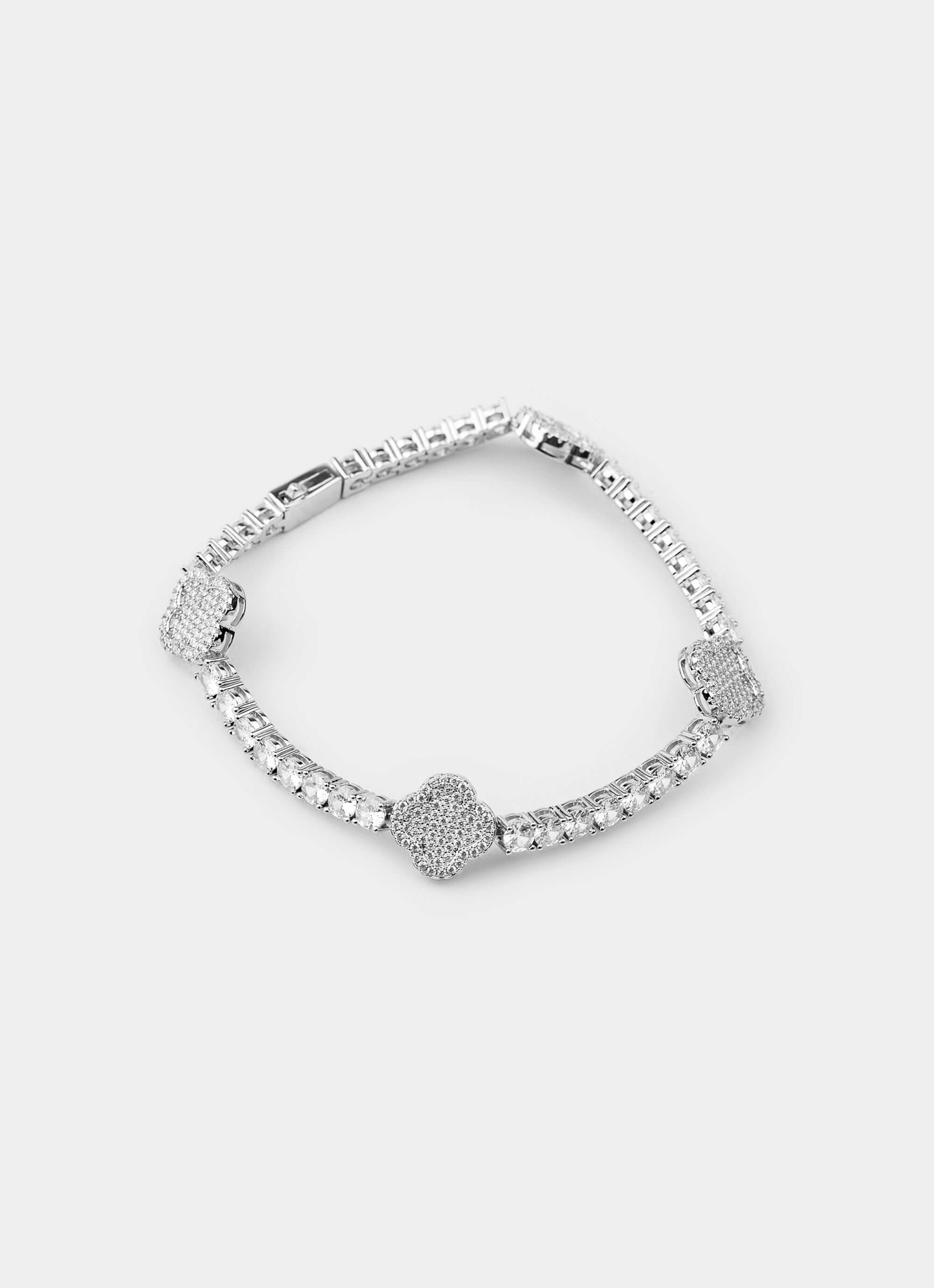 Palladium plated bracelet – Four Leaf Tennis Bracelet - Palladium Plated – Vendetta Jewellery