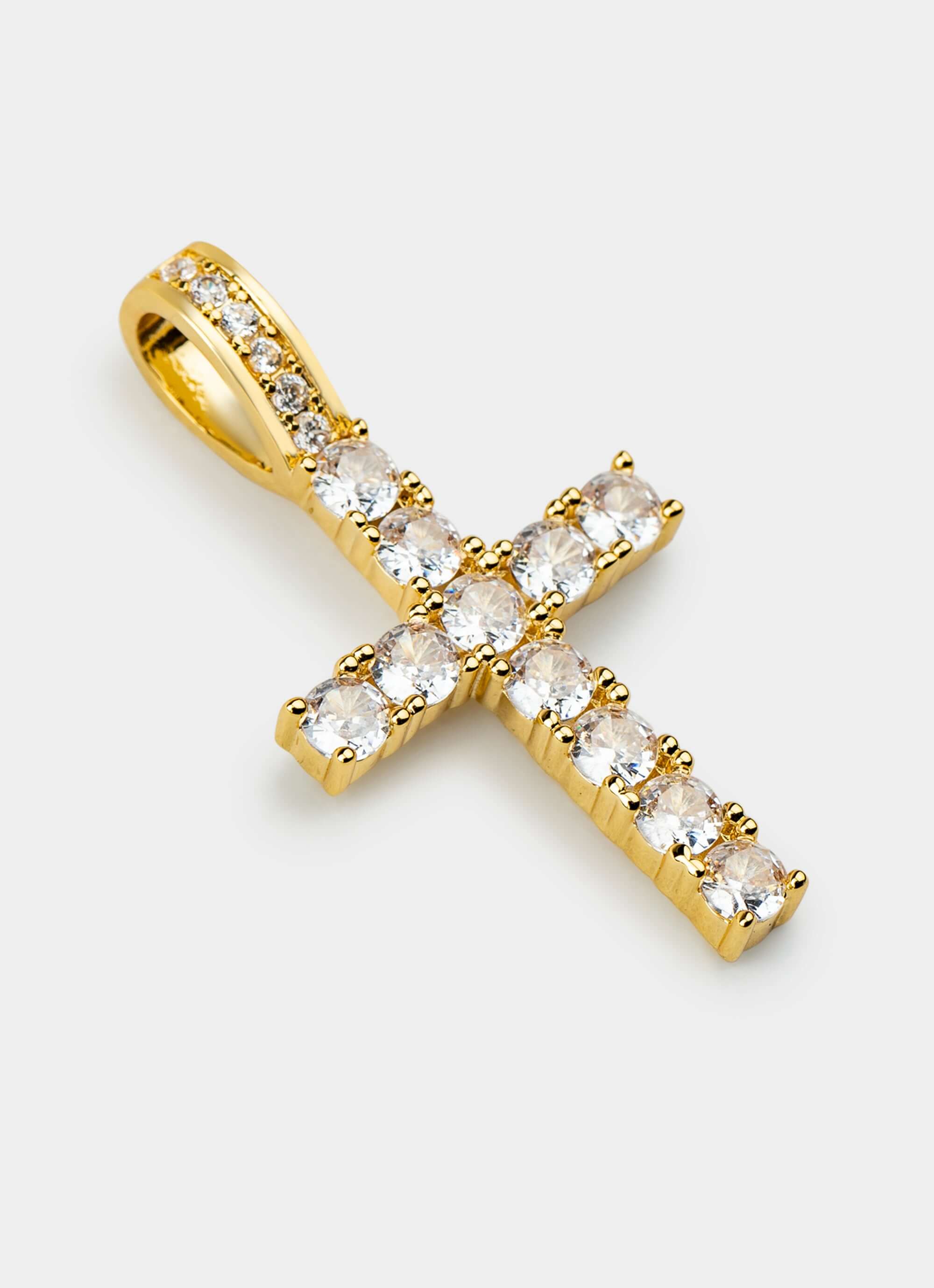 Gold cross pendant with crystals – Classic Cross Pendant - 18k Gold Plated – Vendetta Jewellery