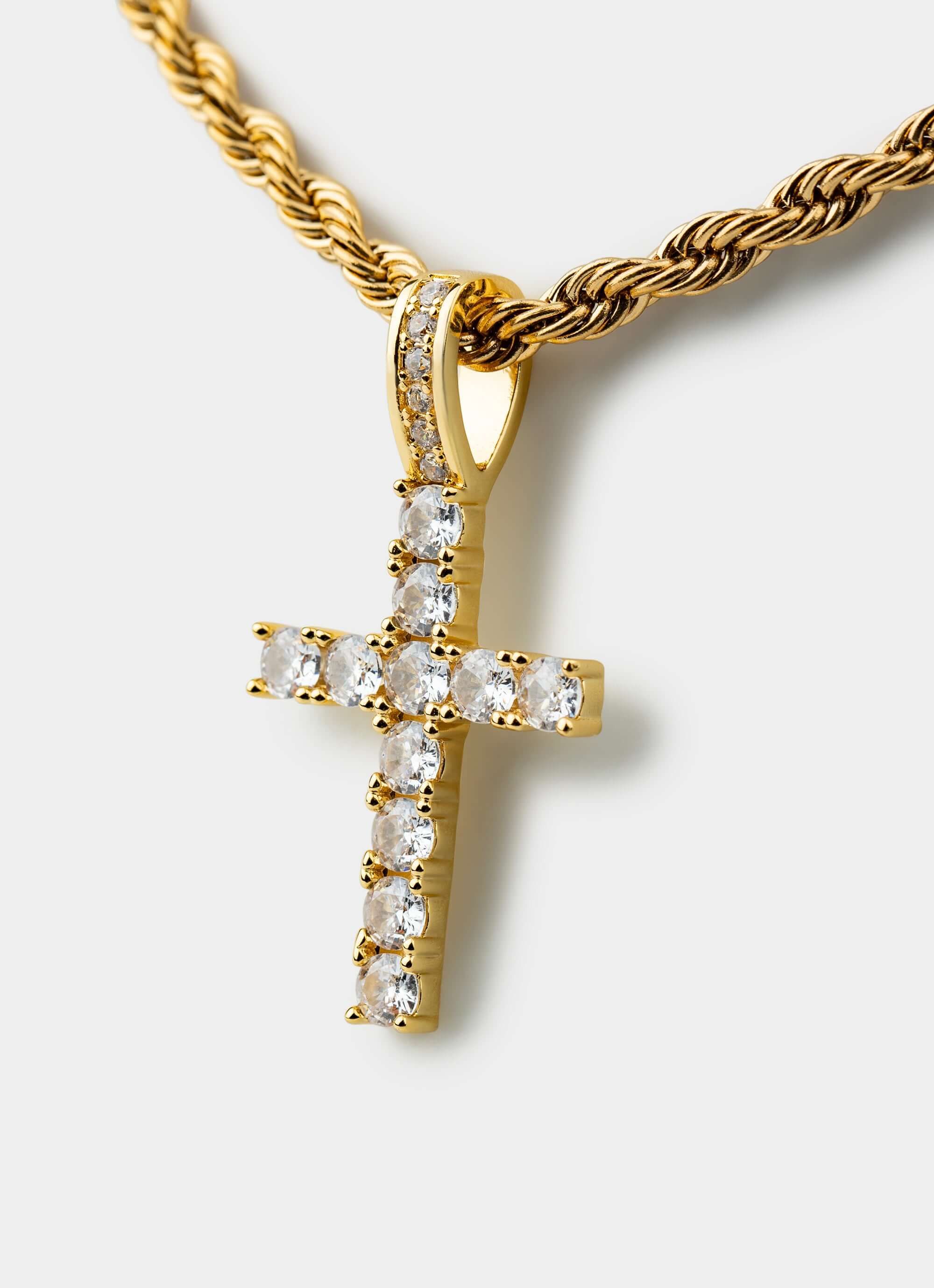 18k gold plated Classic Cross Pendant – diamond details – Vendetta Jewellery