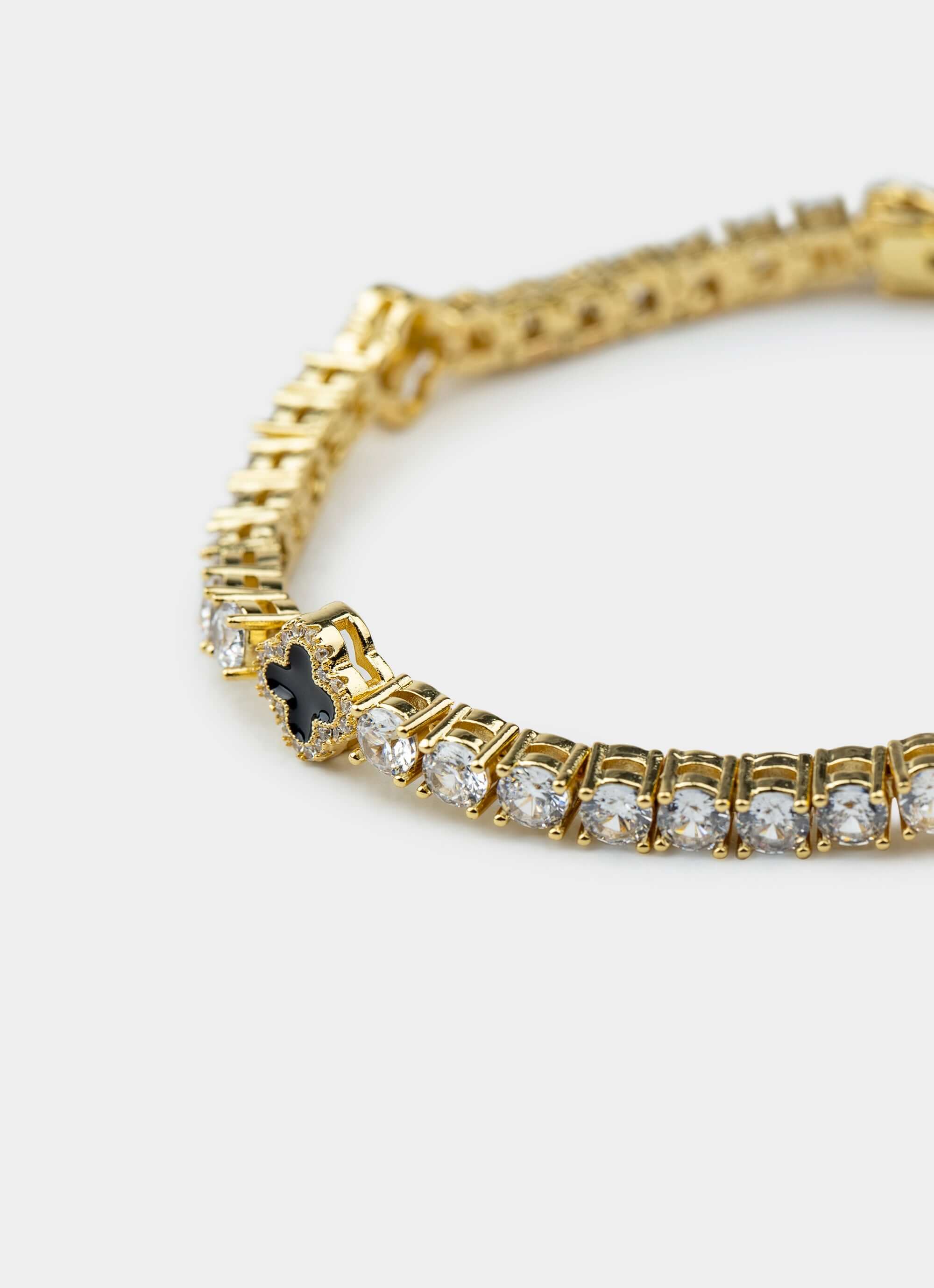 18k gold plated bracelet – four leaf baguette design – Vendetta Jewellery