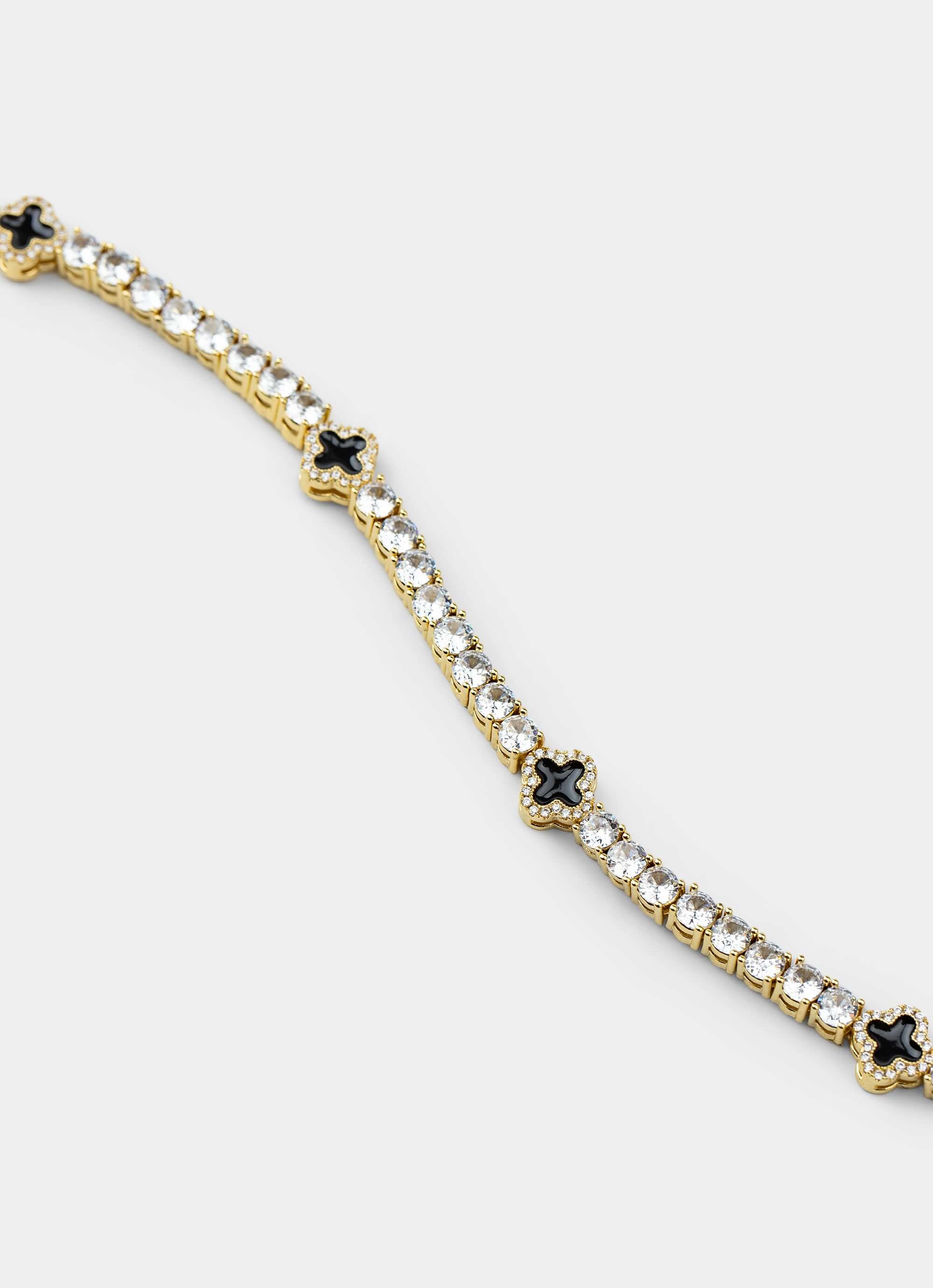 brass bracelet – baguette and black details – Vendetta Jewellery