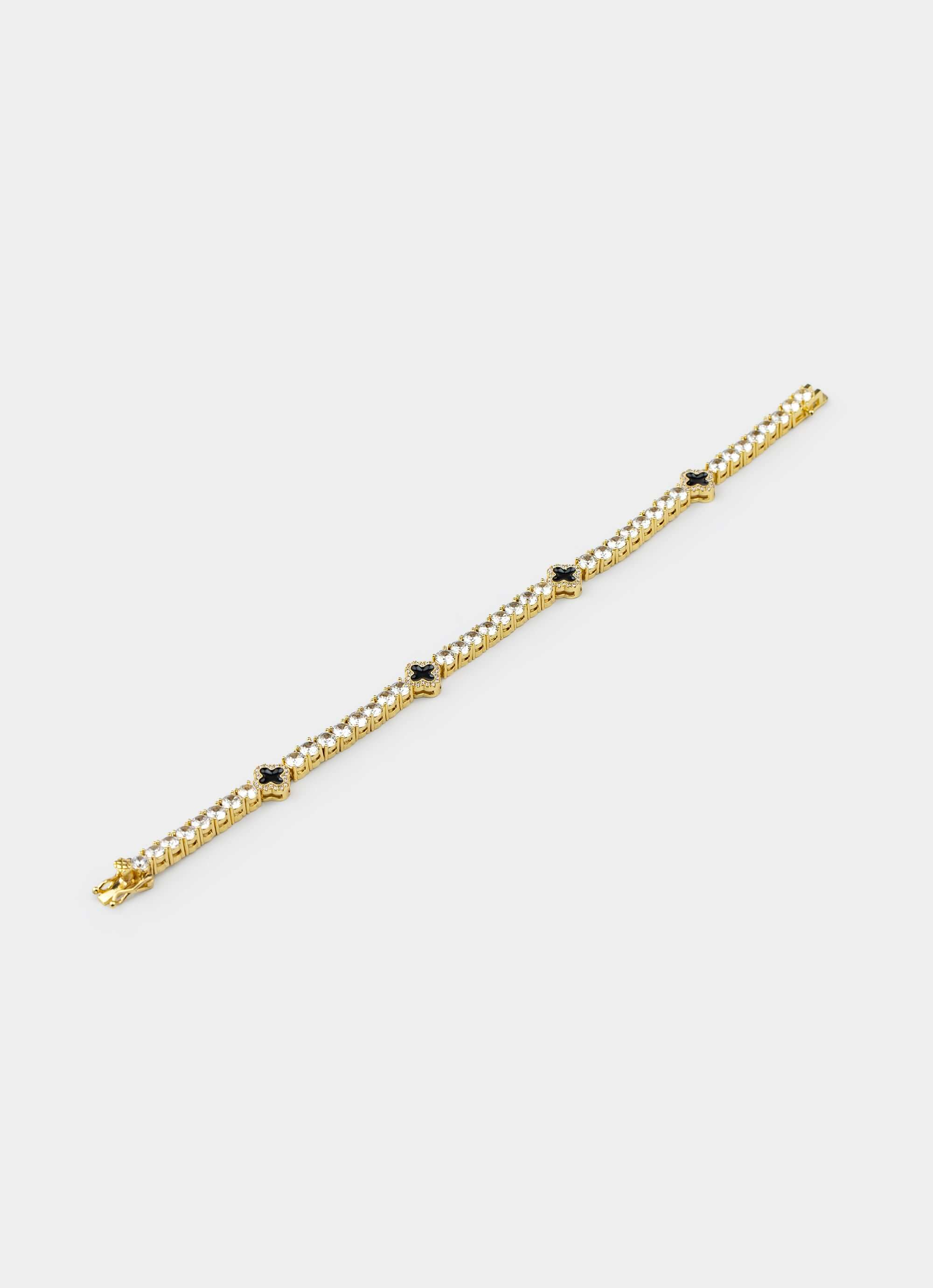 18k gold plated bracelet – four leaf baguette design – Vendetta Jewellery