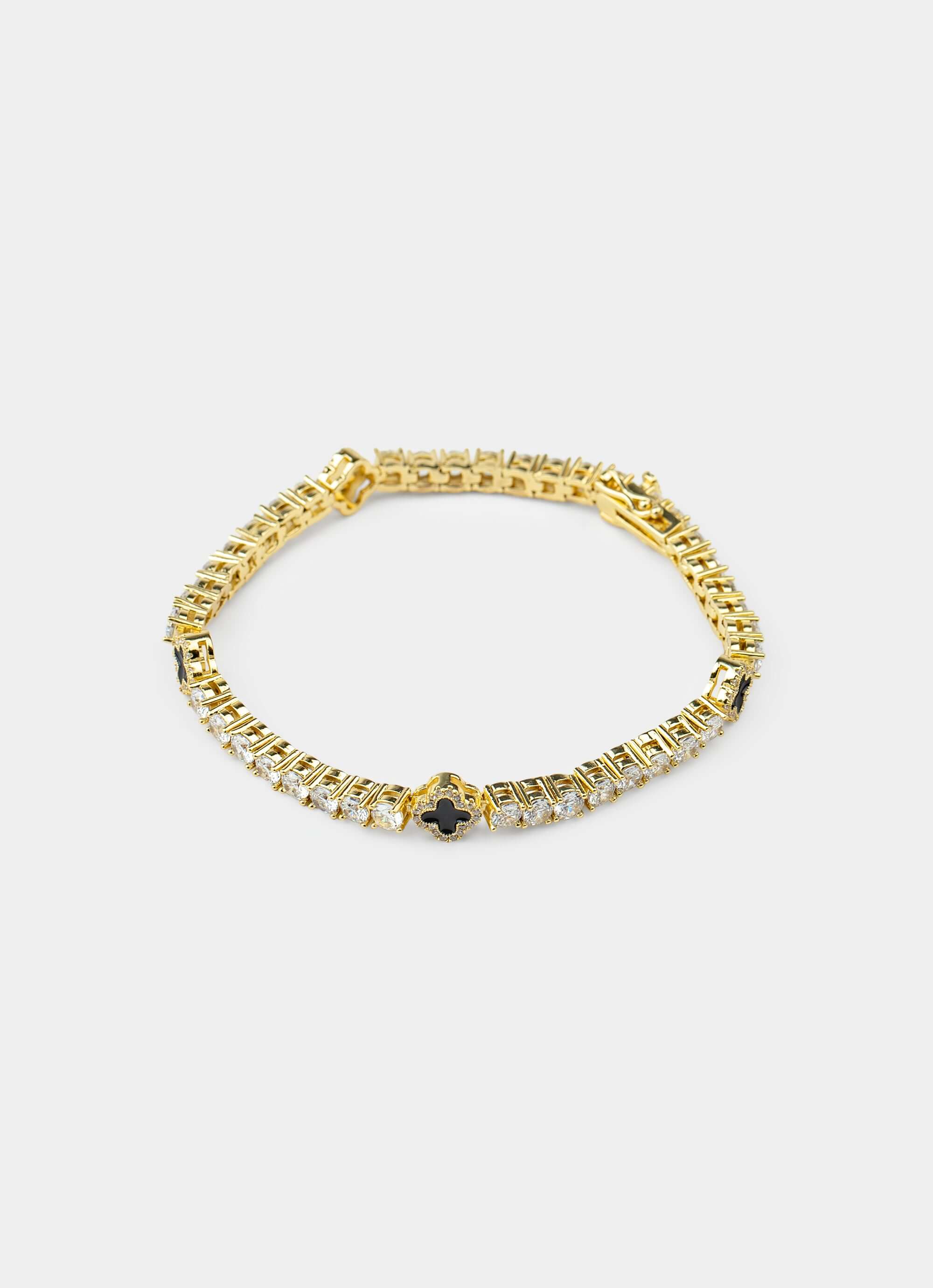 18k gold plated bracelet – four leaf baguette design – Vendetta Jewellery
