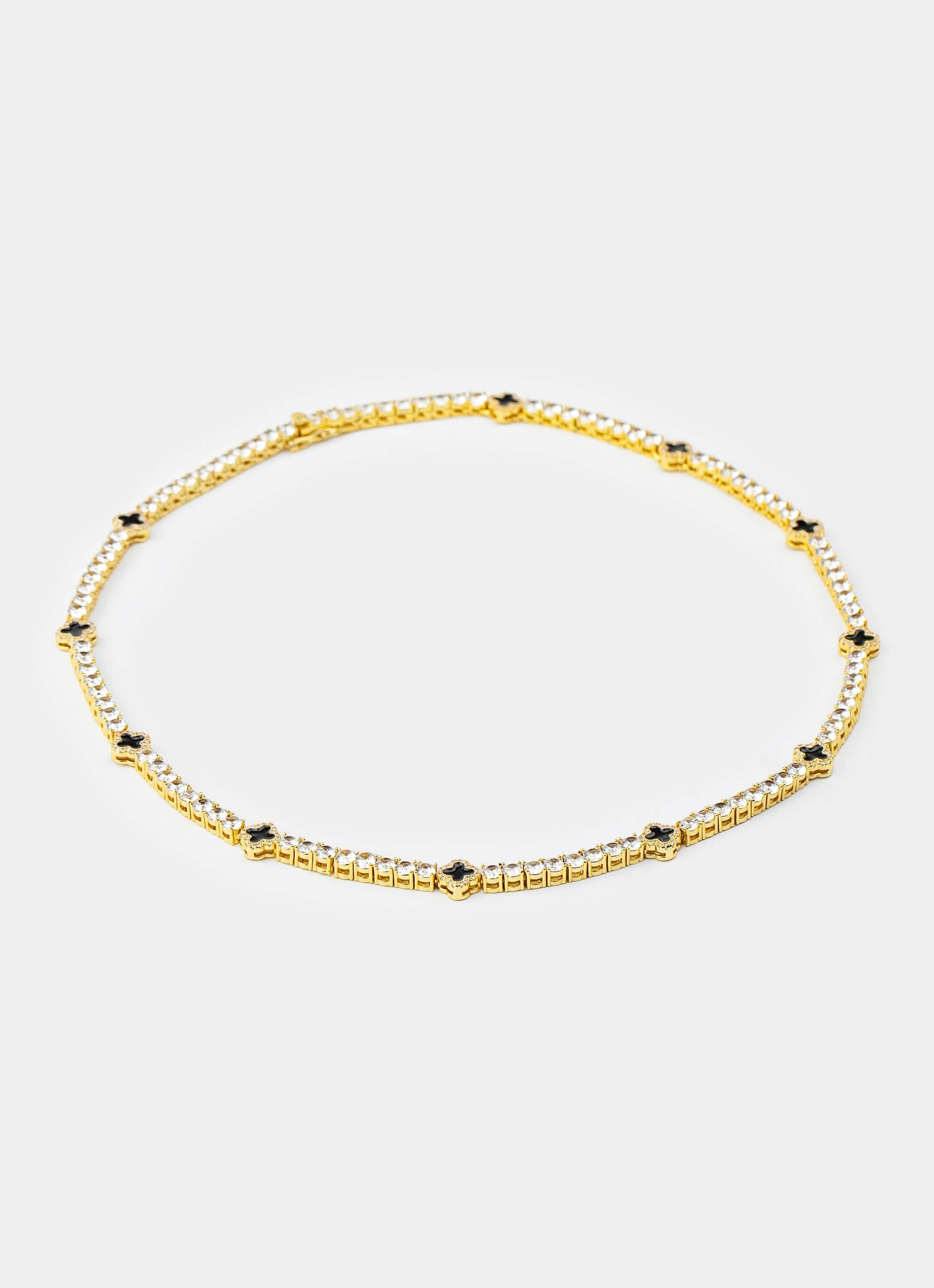 brass necklace – Four Leaf Baguette Necklace - 18k Gold Plated – Vendetta Jewellery