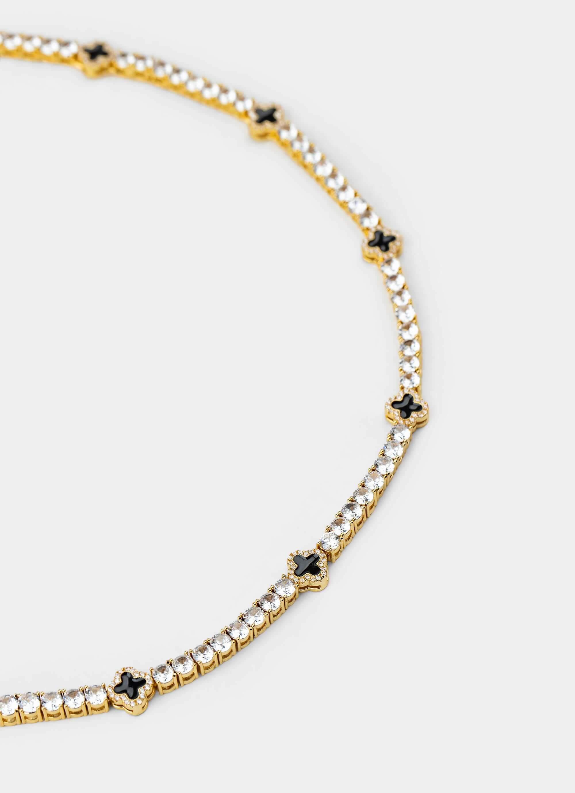 Brass necklace – Four Leaf Baguette Necklace - 18k Gold Plated – Vendetta Jewellery