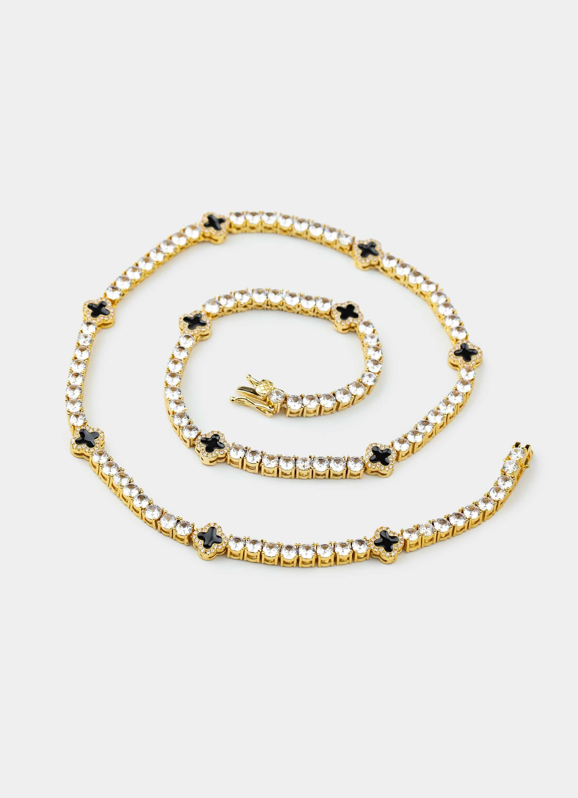 Gold plated necklace – four leaf baguette design – Vendetta Jewellery