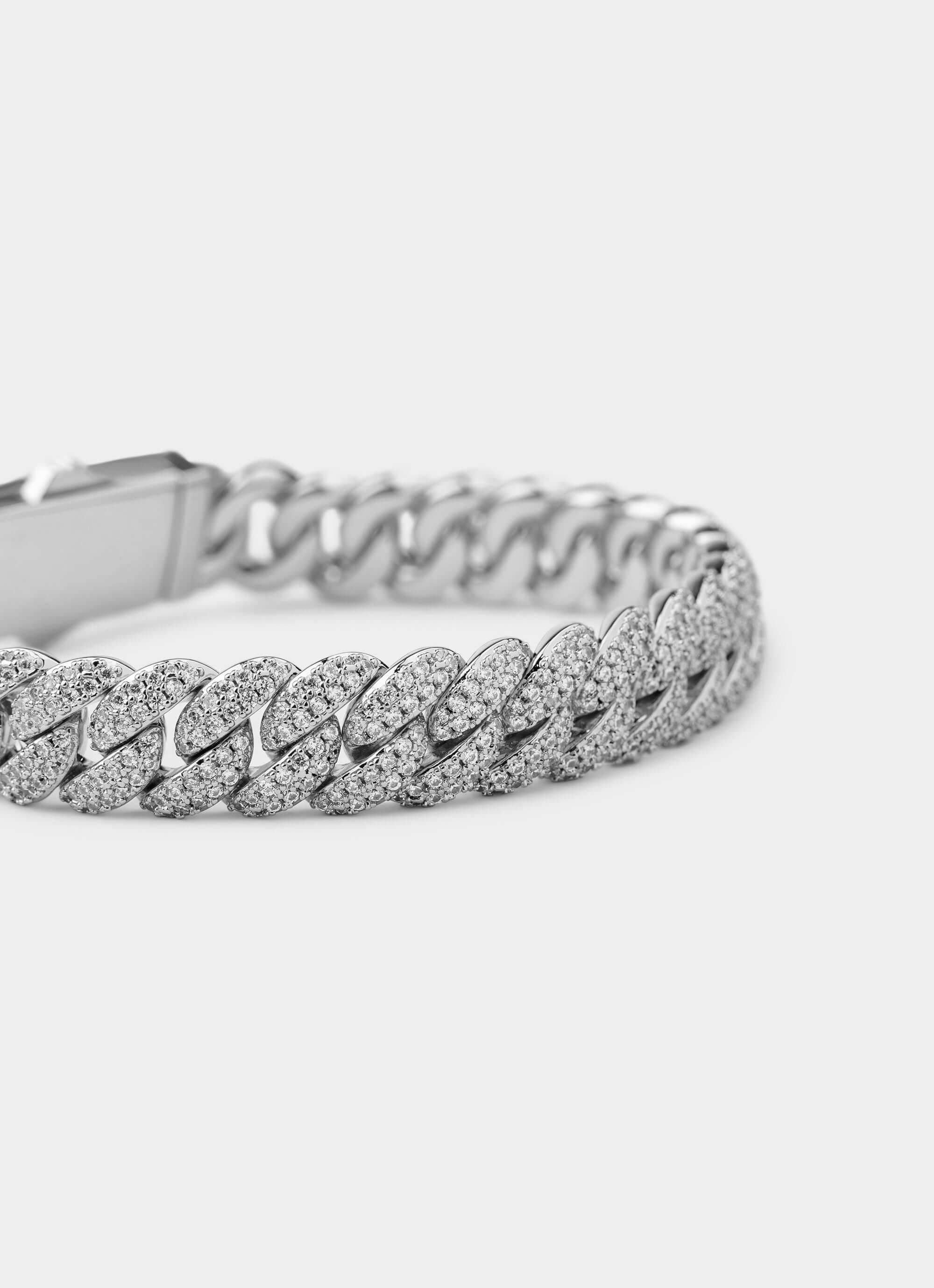 palladium plated bracelet – iced design – Vendetta Jewellery