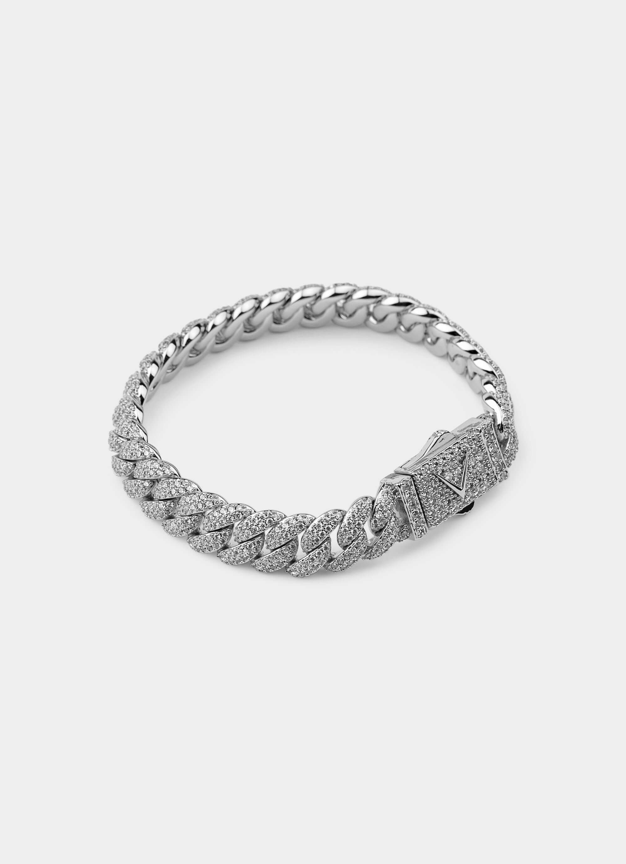 Palladium plated bracelet – Iced design – Vendetta Jewellery