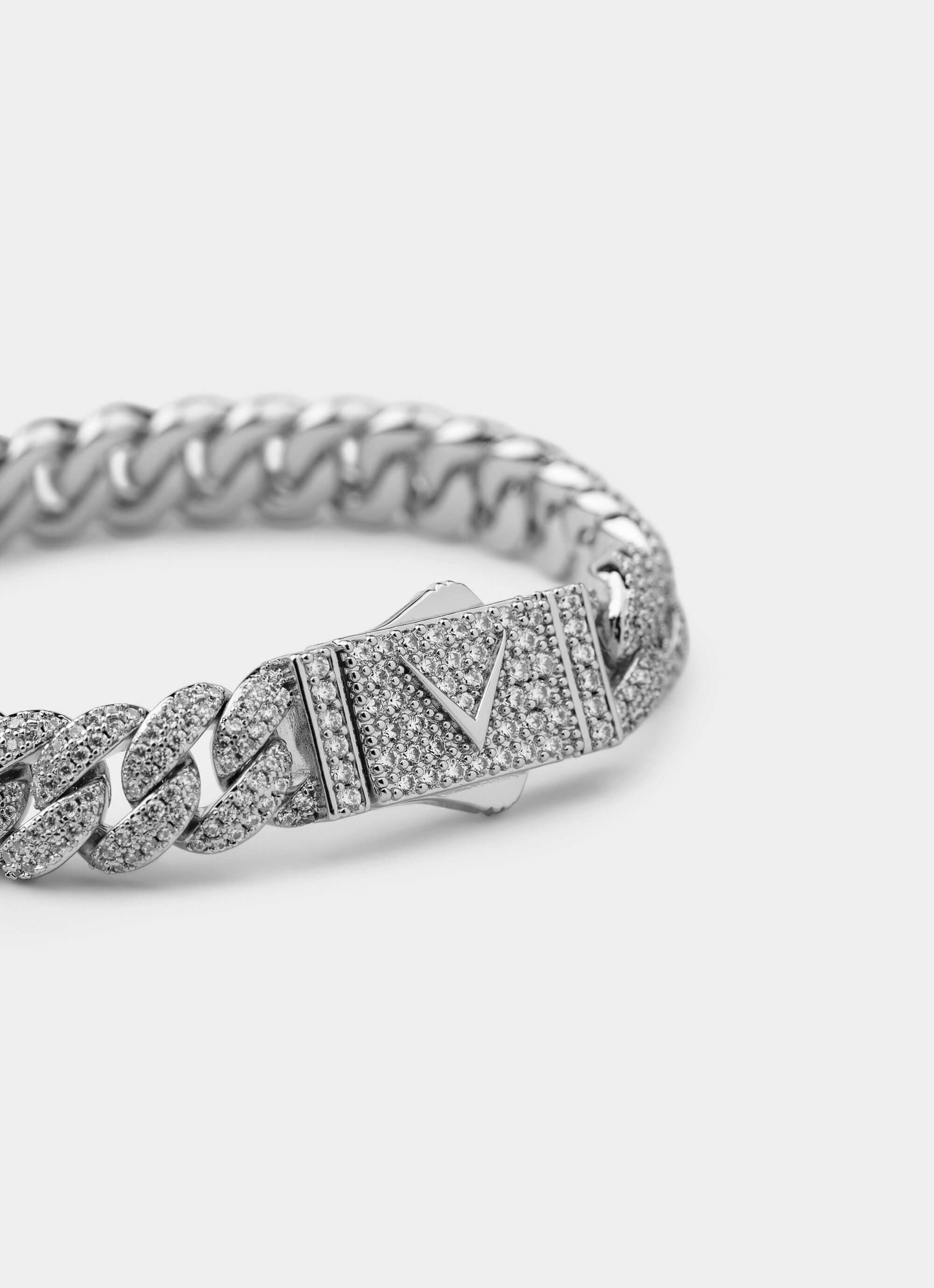 palladium plated bracelet – iced design – Vendetta Jewellery