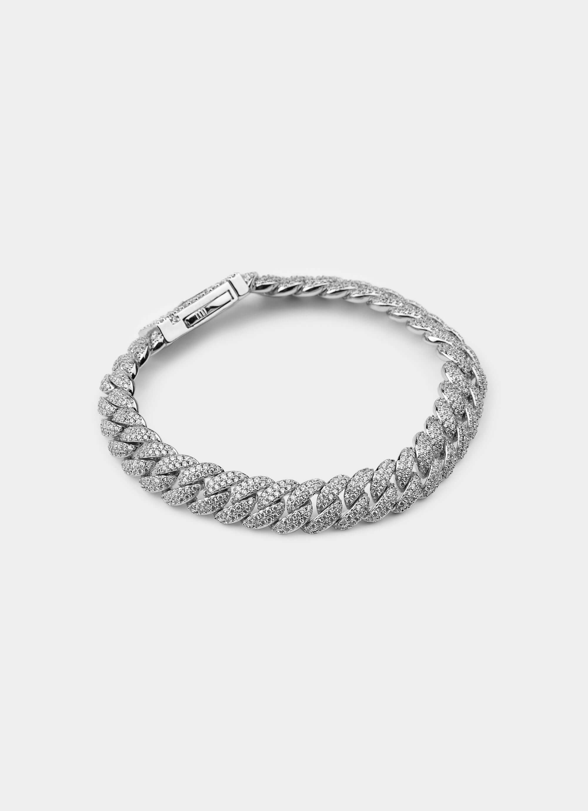 palladium plated bracelet – iced design – Vendetta Jewellery