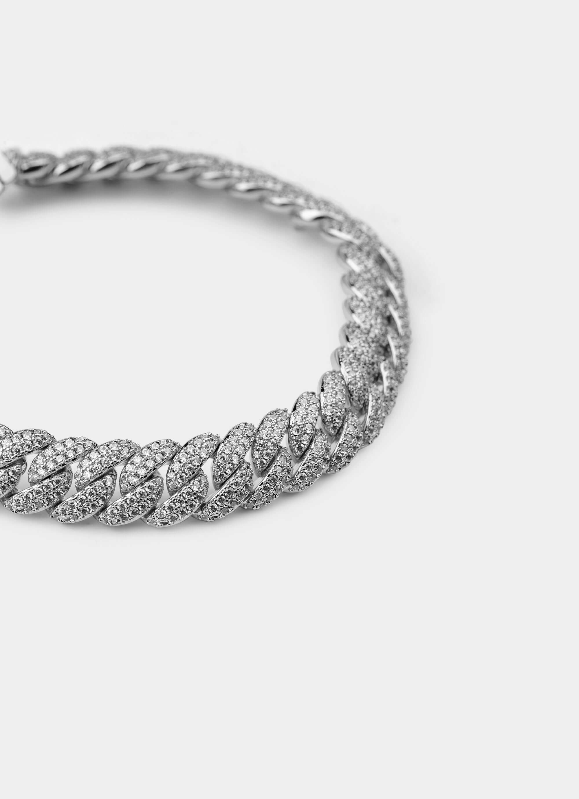 palladium plated bracelet – iced design – Vendetta Jewellery