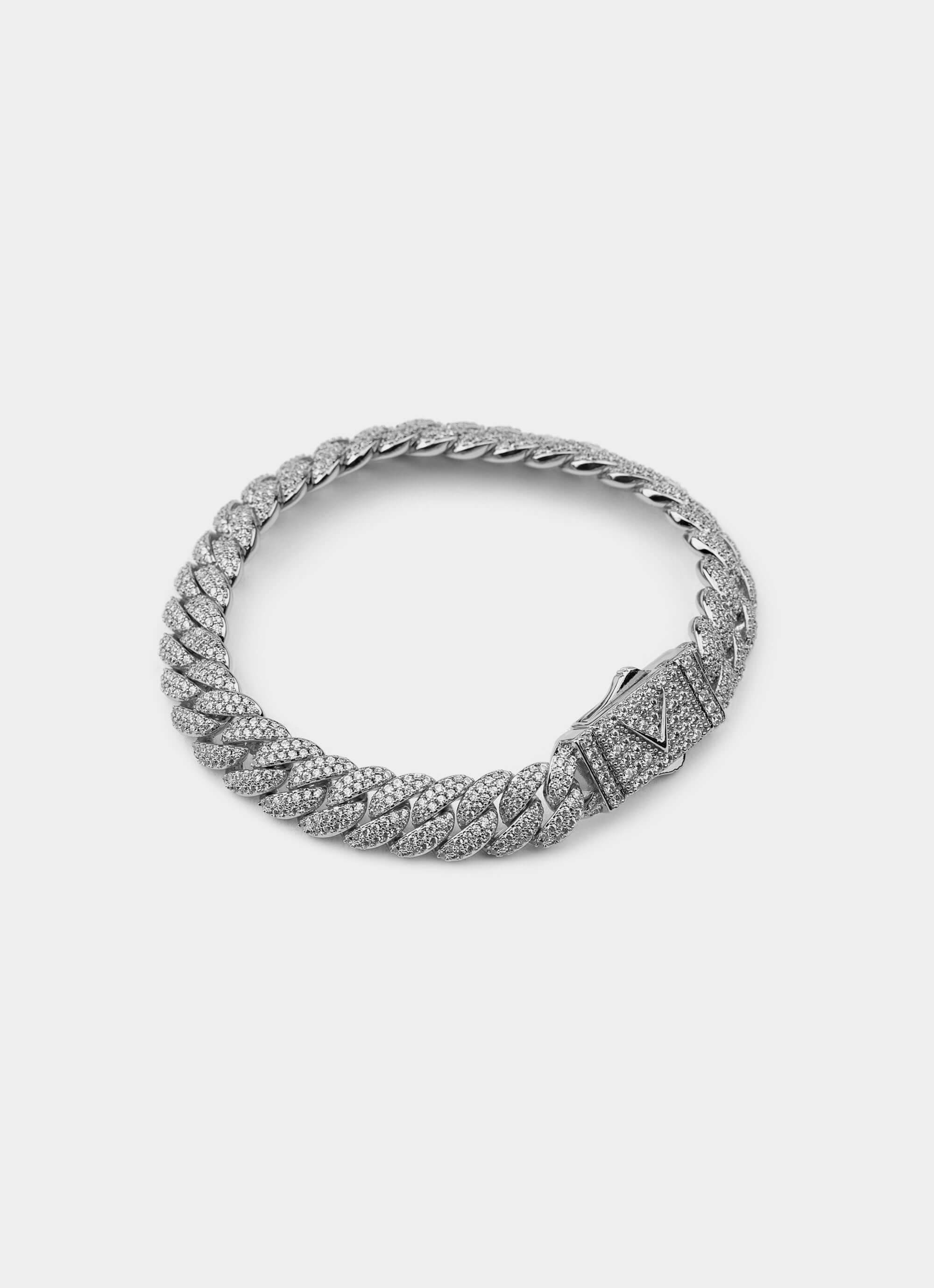 Palladium plated bracelet – Iced design – Vendetta Jewellery