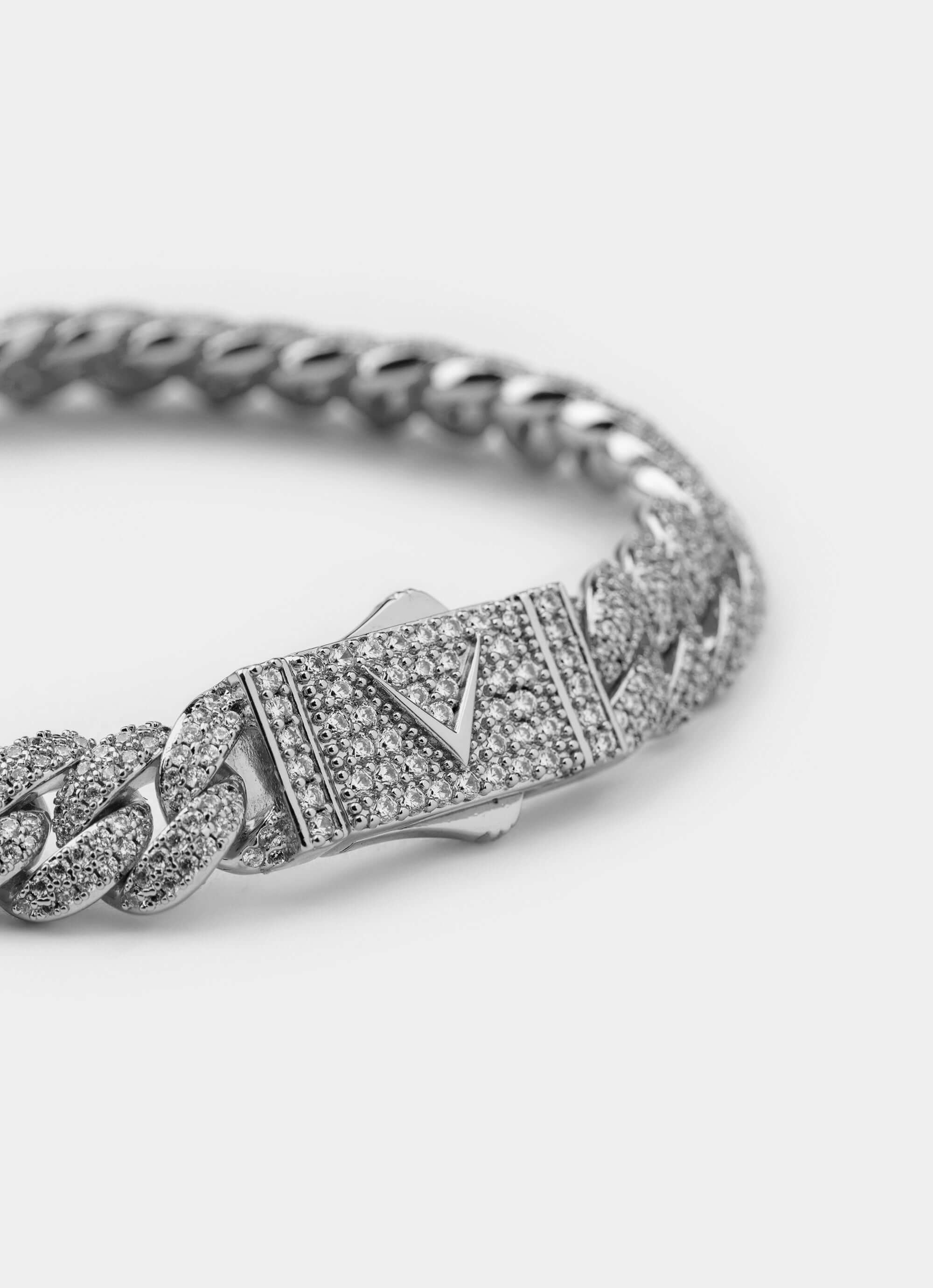 palladium plated bracelet – iced detail – Vendetta Jewellery