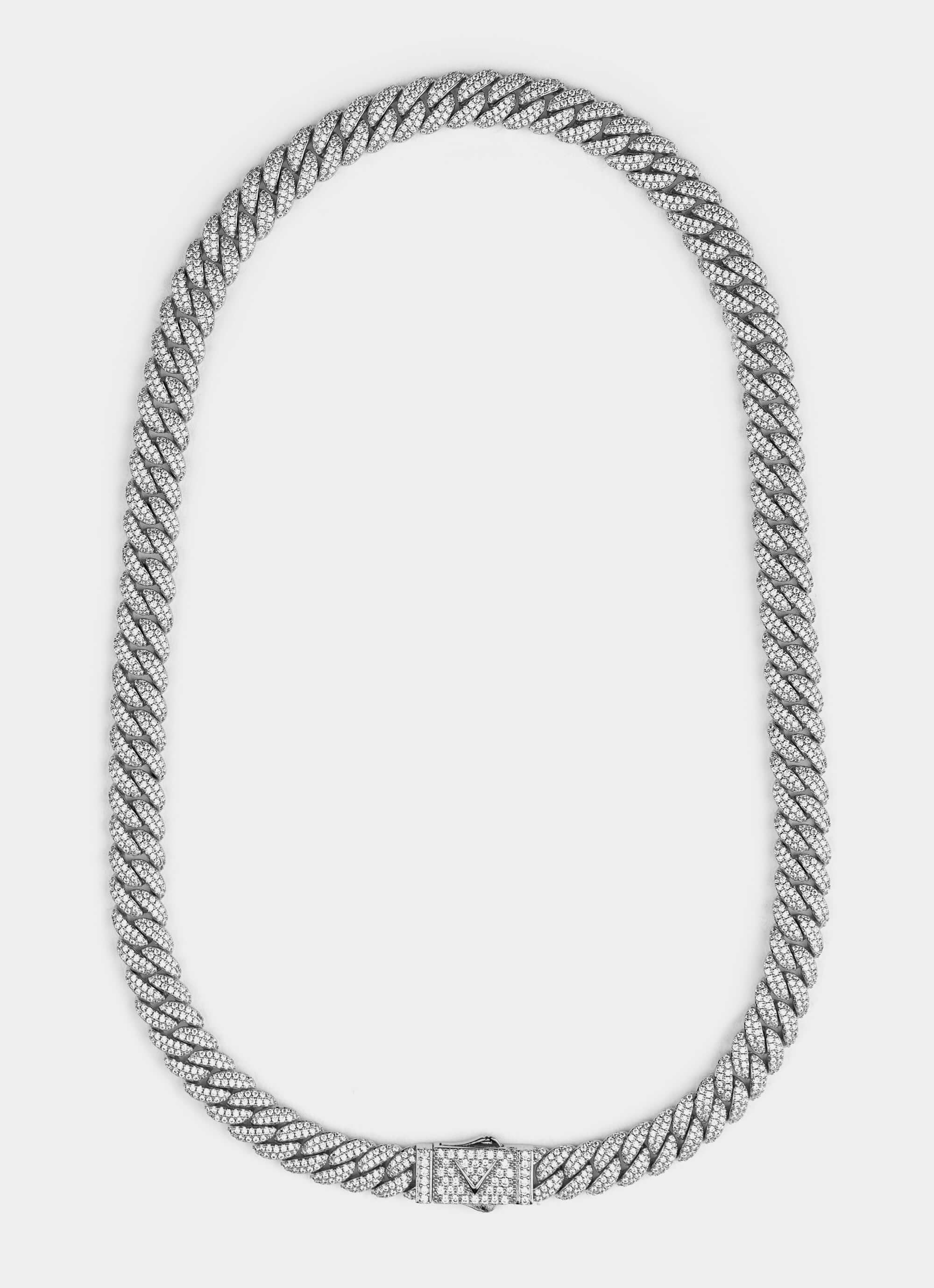 palladium plated necklace – iced design – Vendetta Jewellery