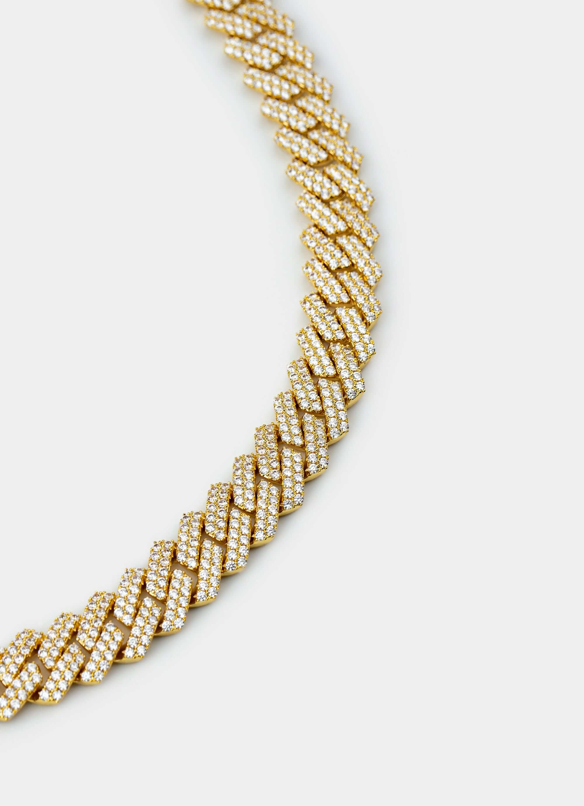 18K gold plated necklace – Riviera Prong Necklace - Iced 18K Gold Plated – Vendetta Jewellery