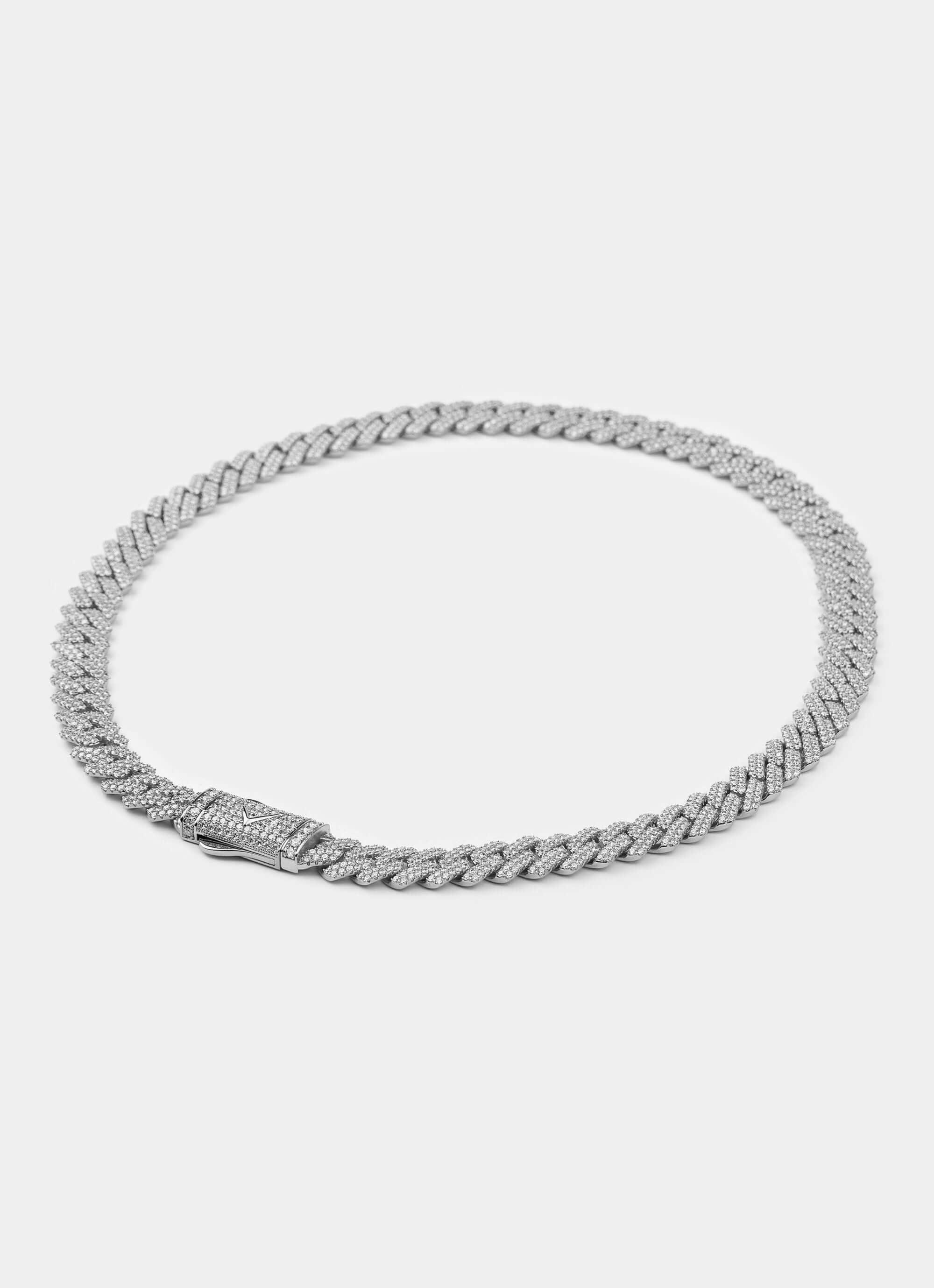 Palladium plated necklace – Riviera Prong Necklace - Iced Palladium Plated – Vendetta Jewellery
