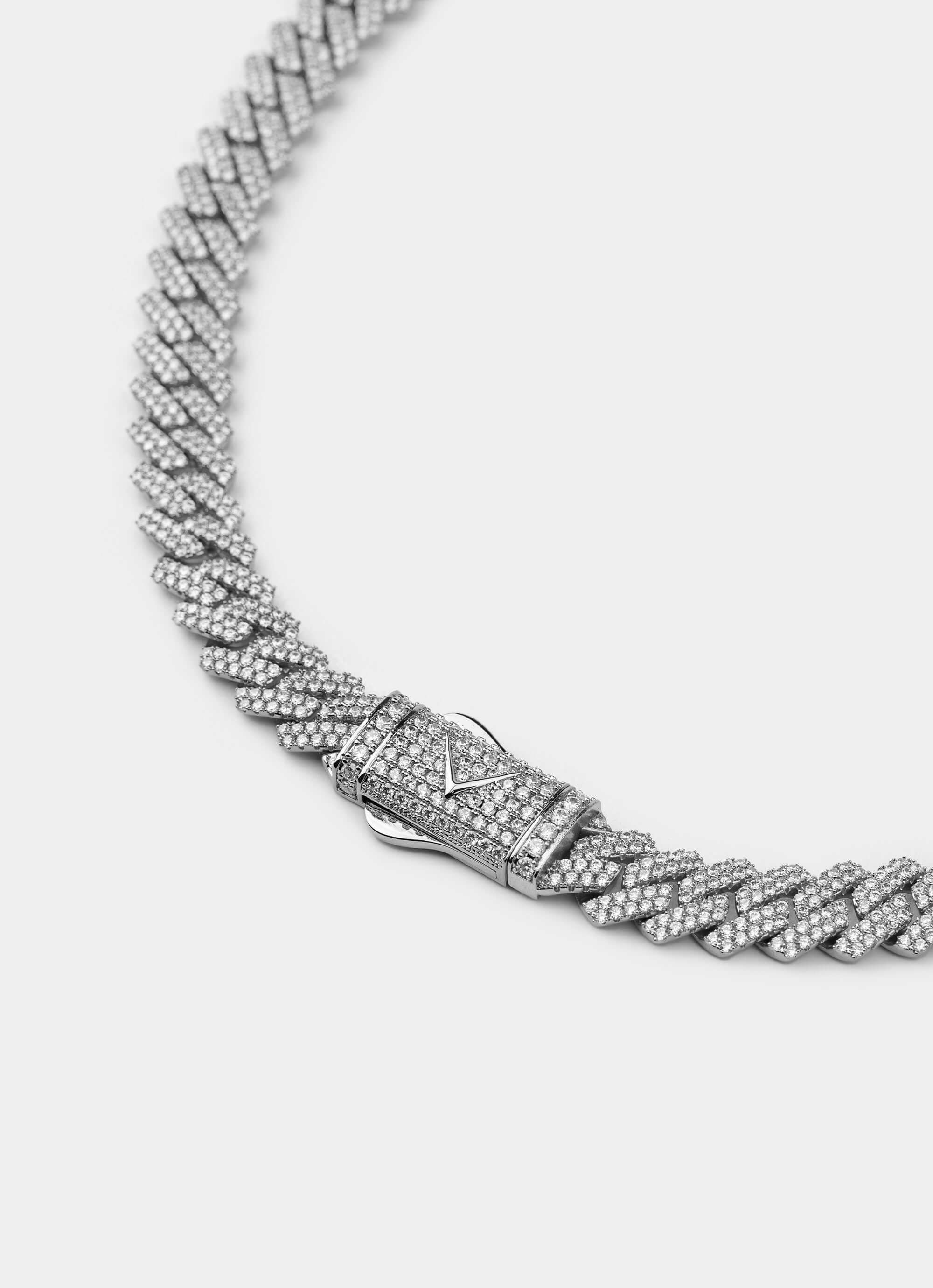 Palladium plated necklace – prong design – Vendetta Jewellery