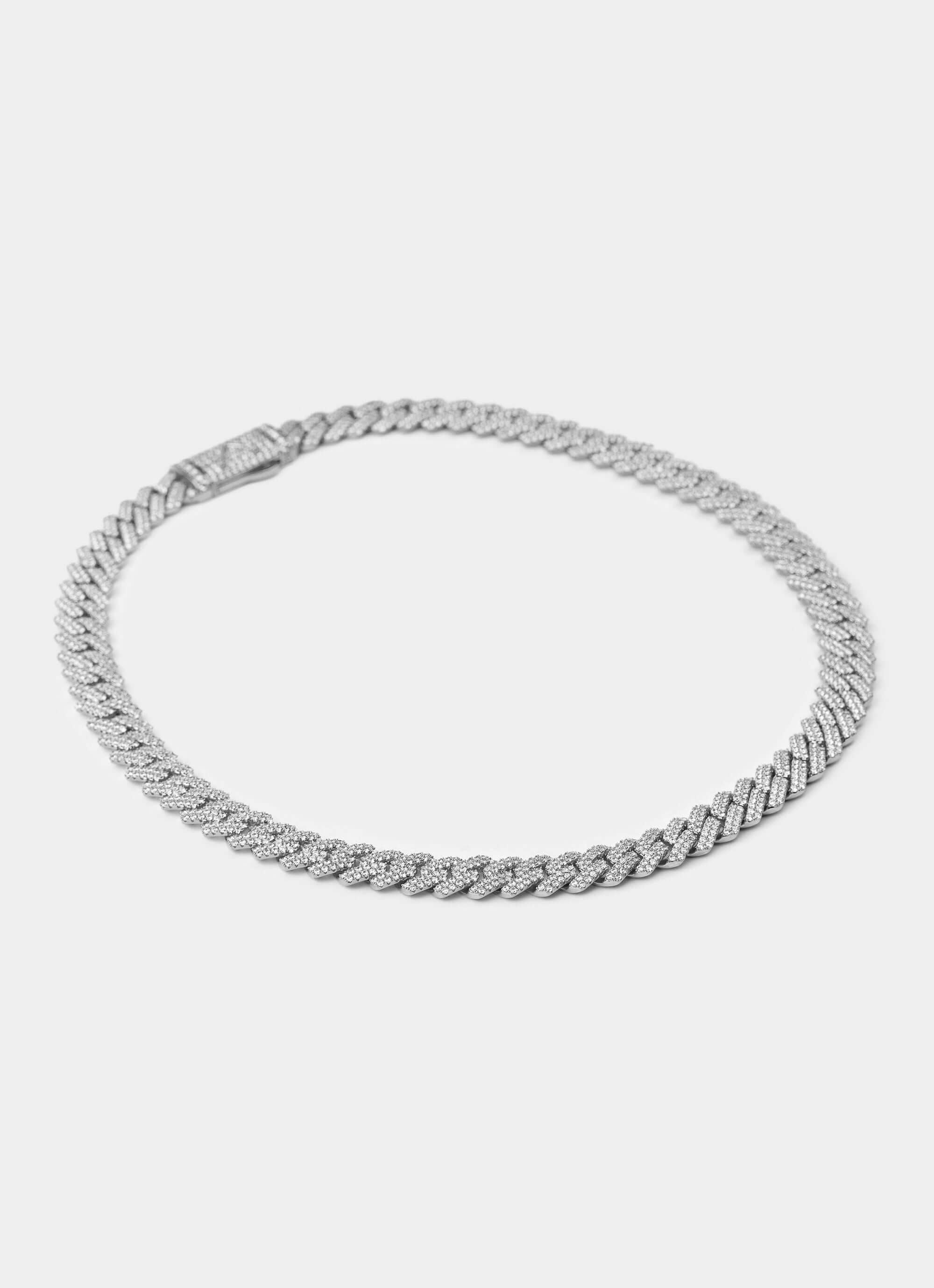 Palladium plated necklace – Riviera Prong Necklace - Iced Palladium Plated – Vendetta Jewellery