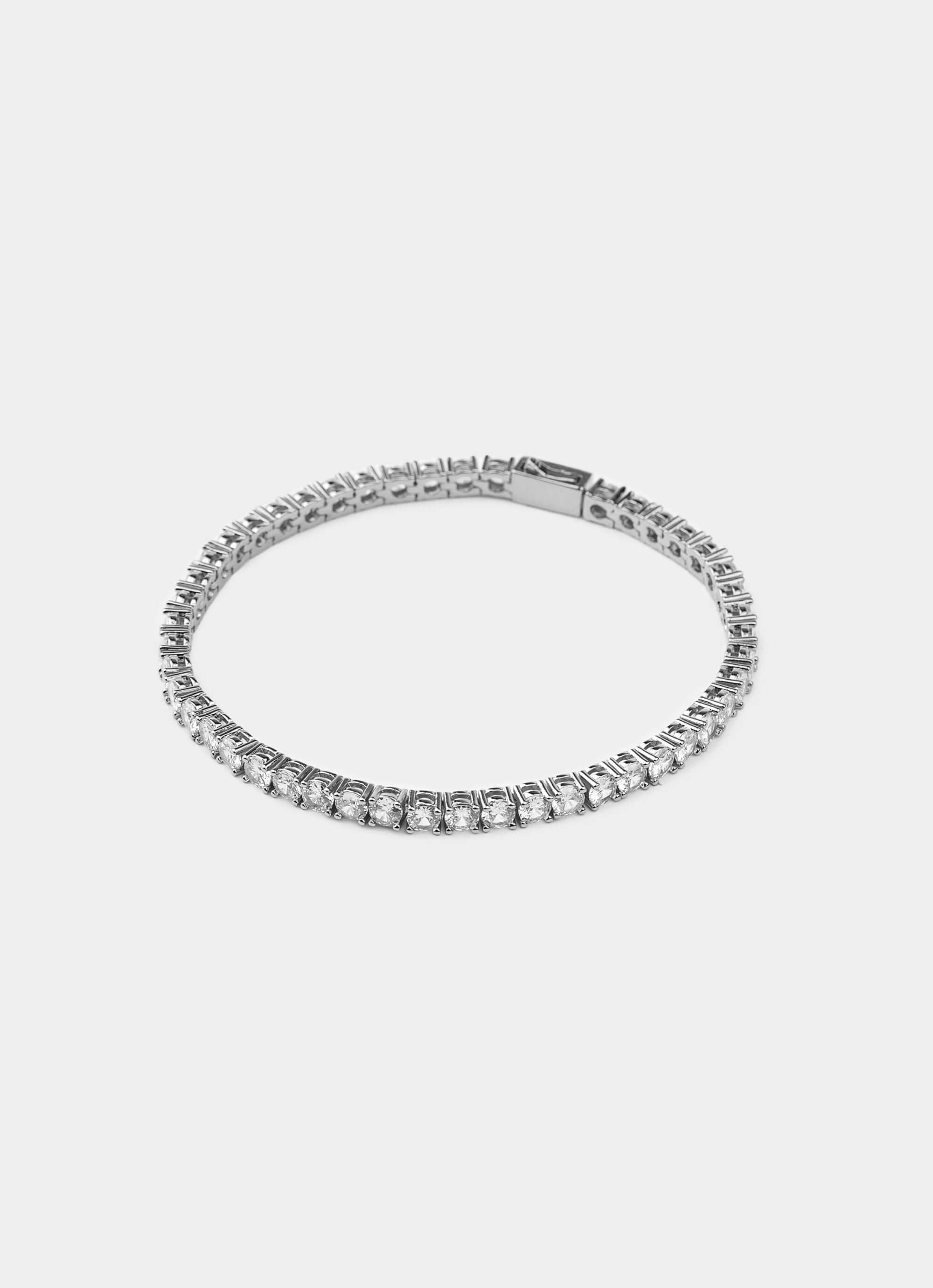 Palladium plated tennis bracelet – 8'' length, 4mm width – Vendetta Jewellery