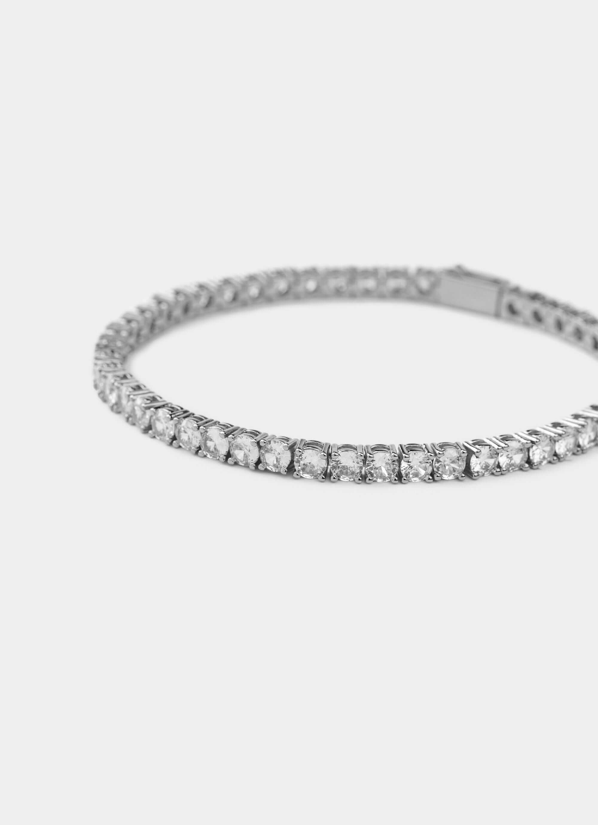 Palladium plated tennis bracelet – 8'' length, 4mm width – Vendetta Jewellery