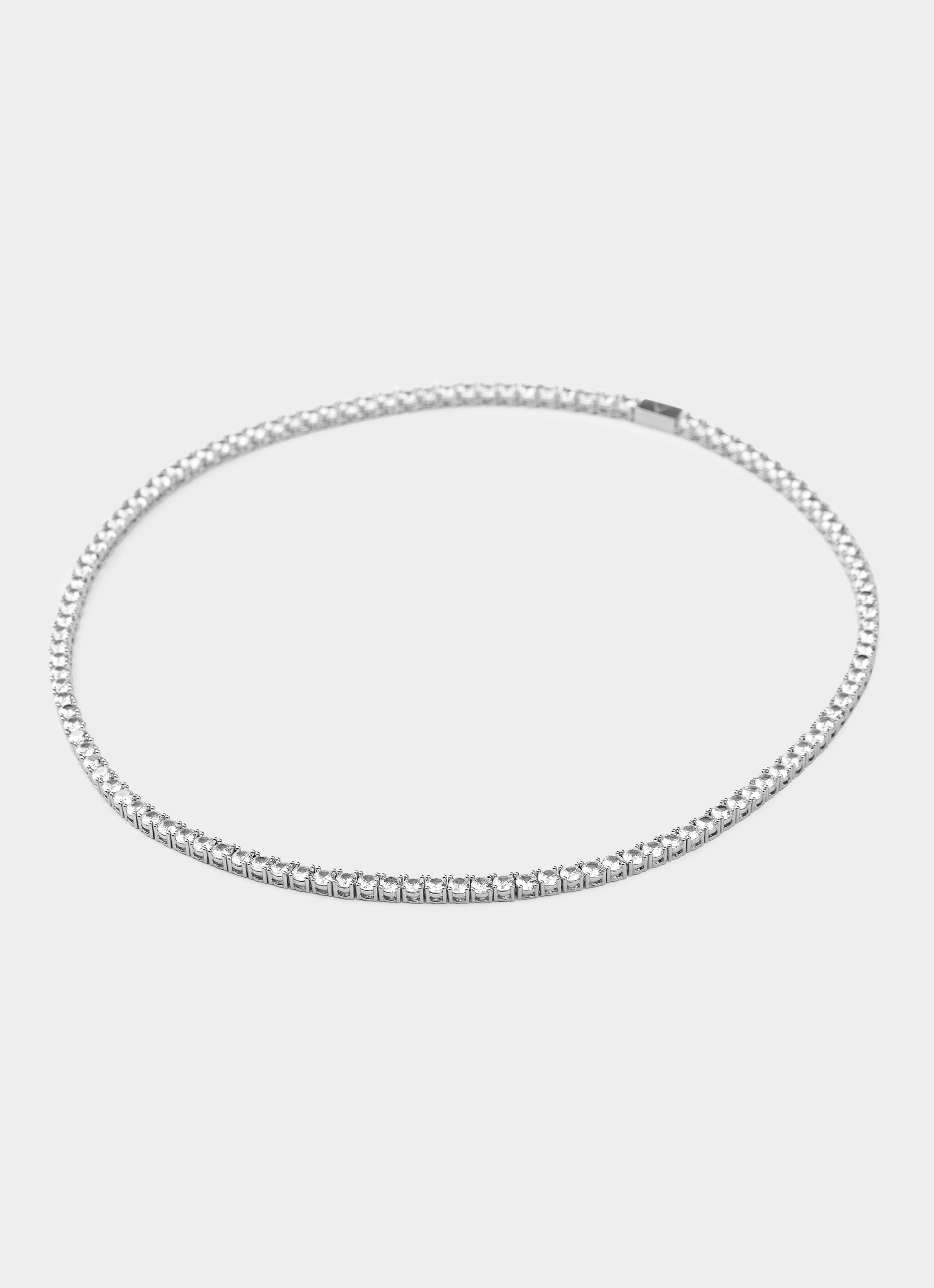 Tennis Necklace - Palladium Plated