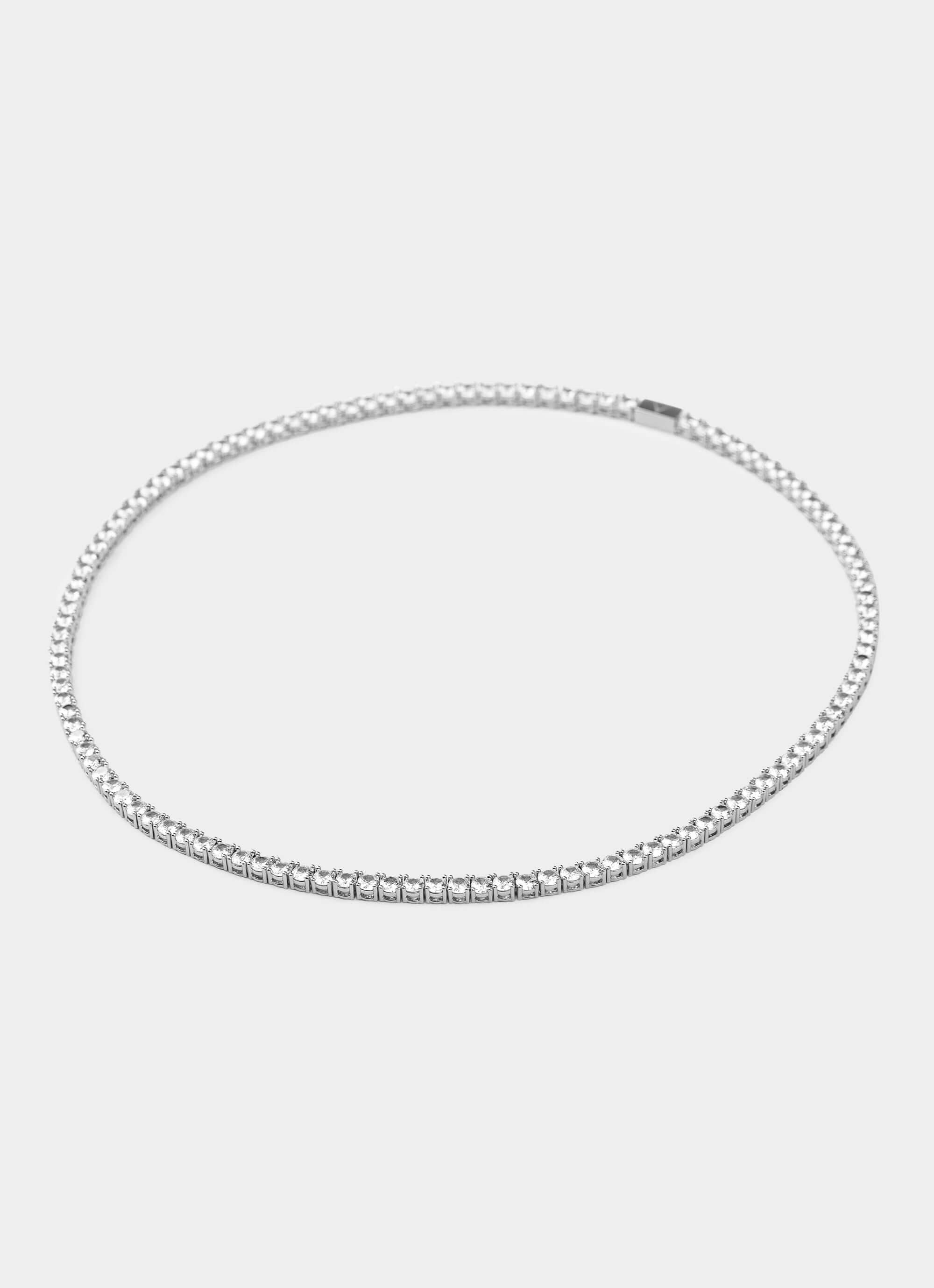 Palladium plated Tennis Necklace - 50cm length - Vendetta Jewellery