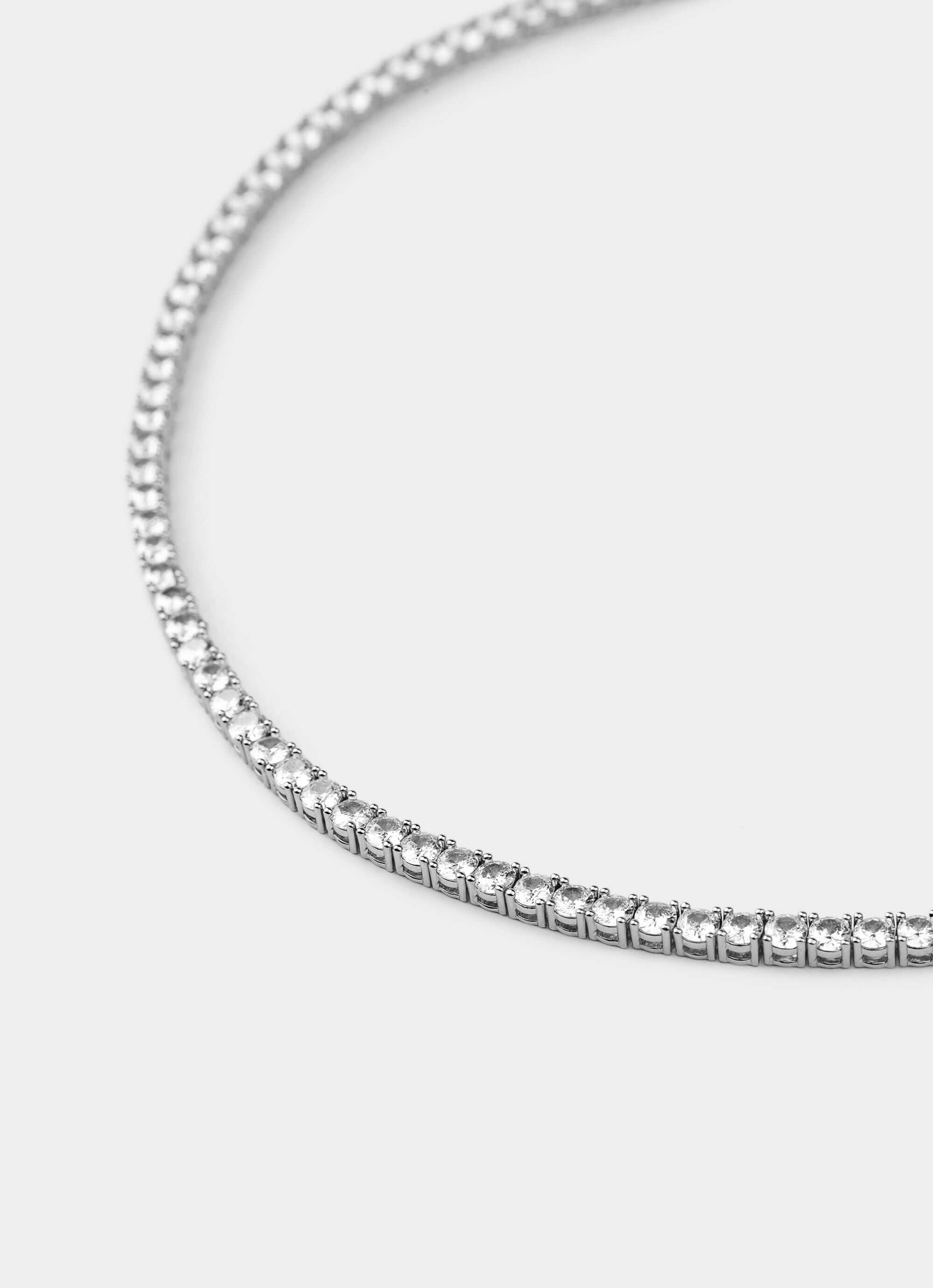 Palladium plated Tennis Necklace - 50cm length - Vendetta Jewellery