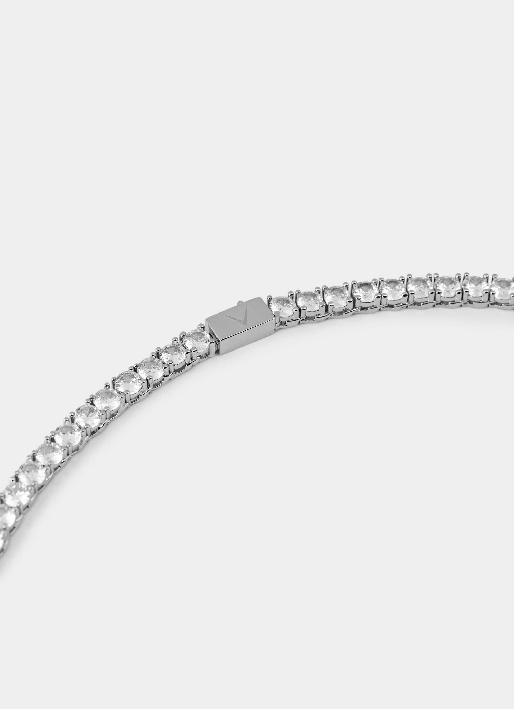 Palladium Tennis Necklace - close-up view - Vendetta Jewellery