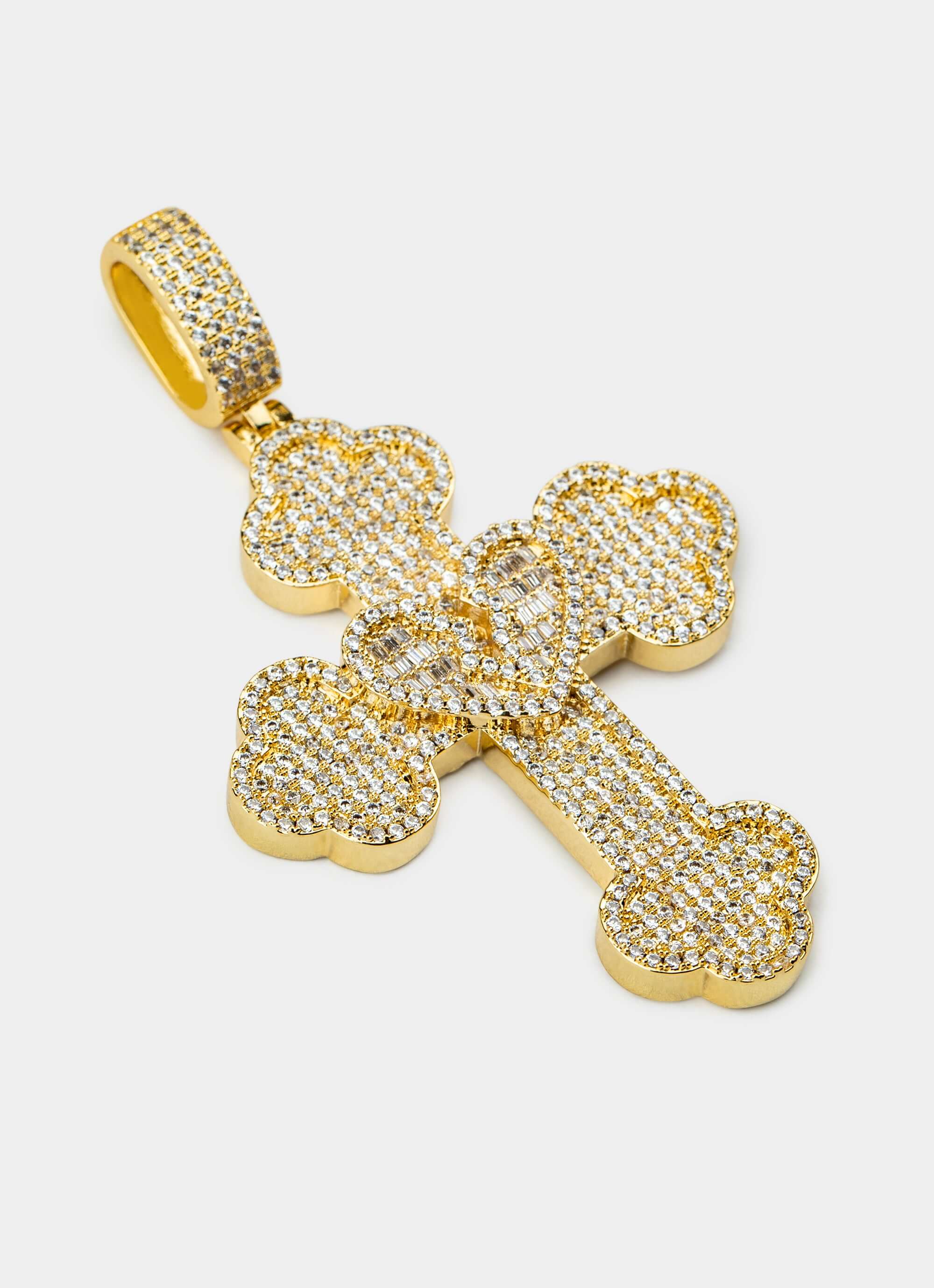 18k gold plated pendant – cross design with crystals – Vendetta Jewellery