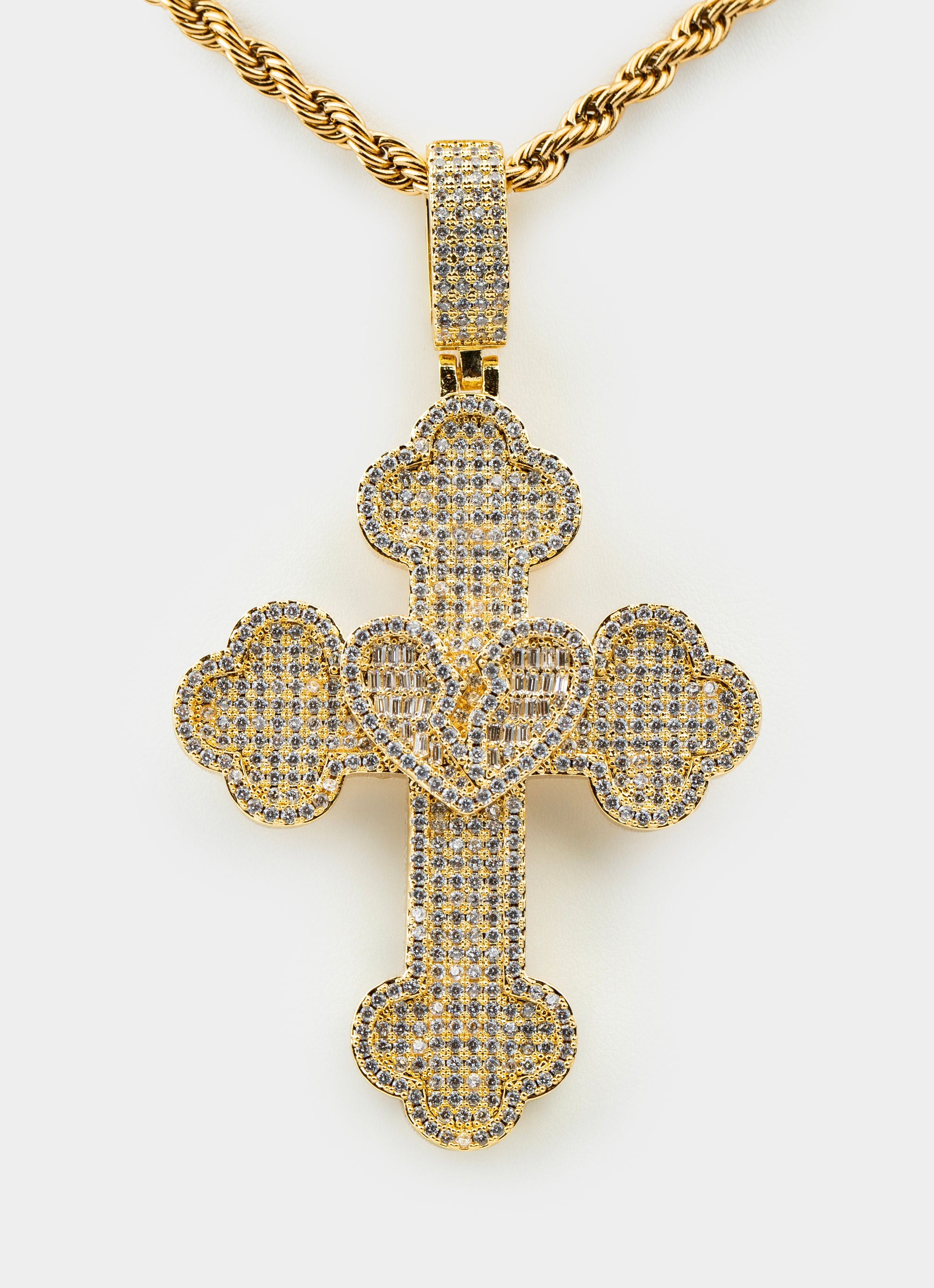 Broken Hearts Icy Pendant - 18k Gold Plated