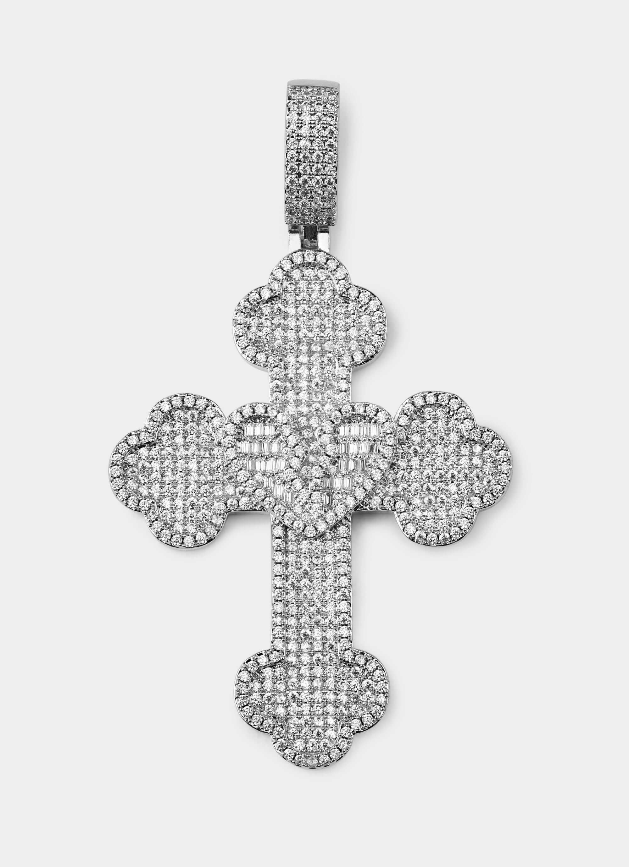 rhodium plated pendant – cross shaped with rhinestones – Vendetta Jewellery