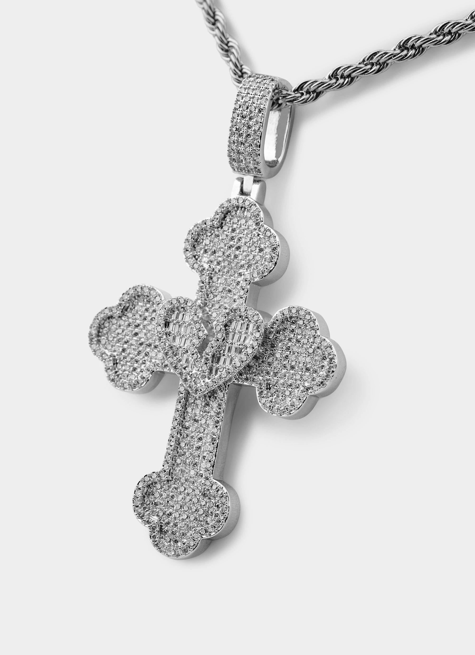 Broken Hearts Icy Pendant - Palladium Plated