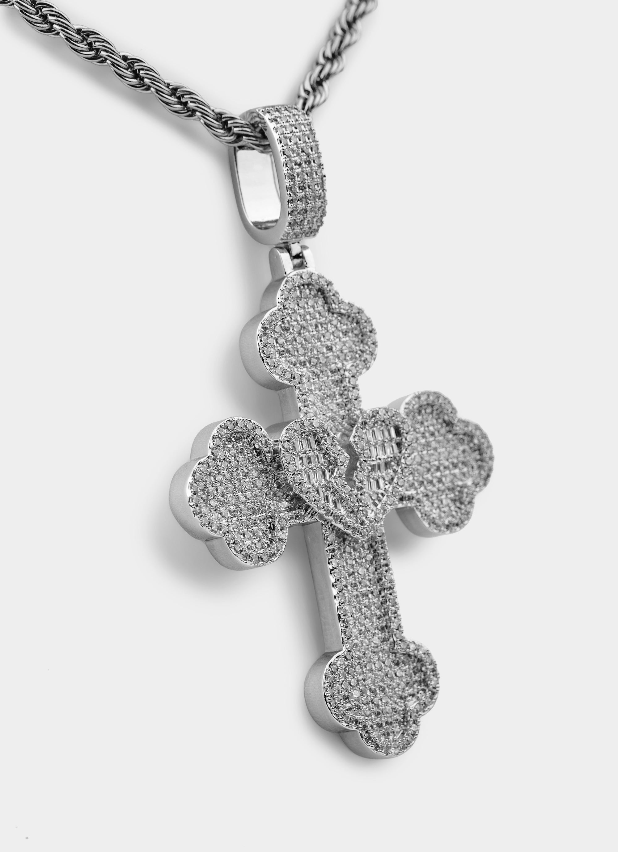 Broken Hearts Icy Pendant - Palladium Plated