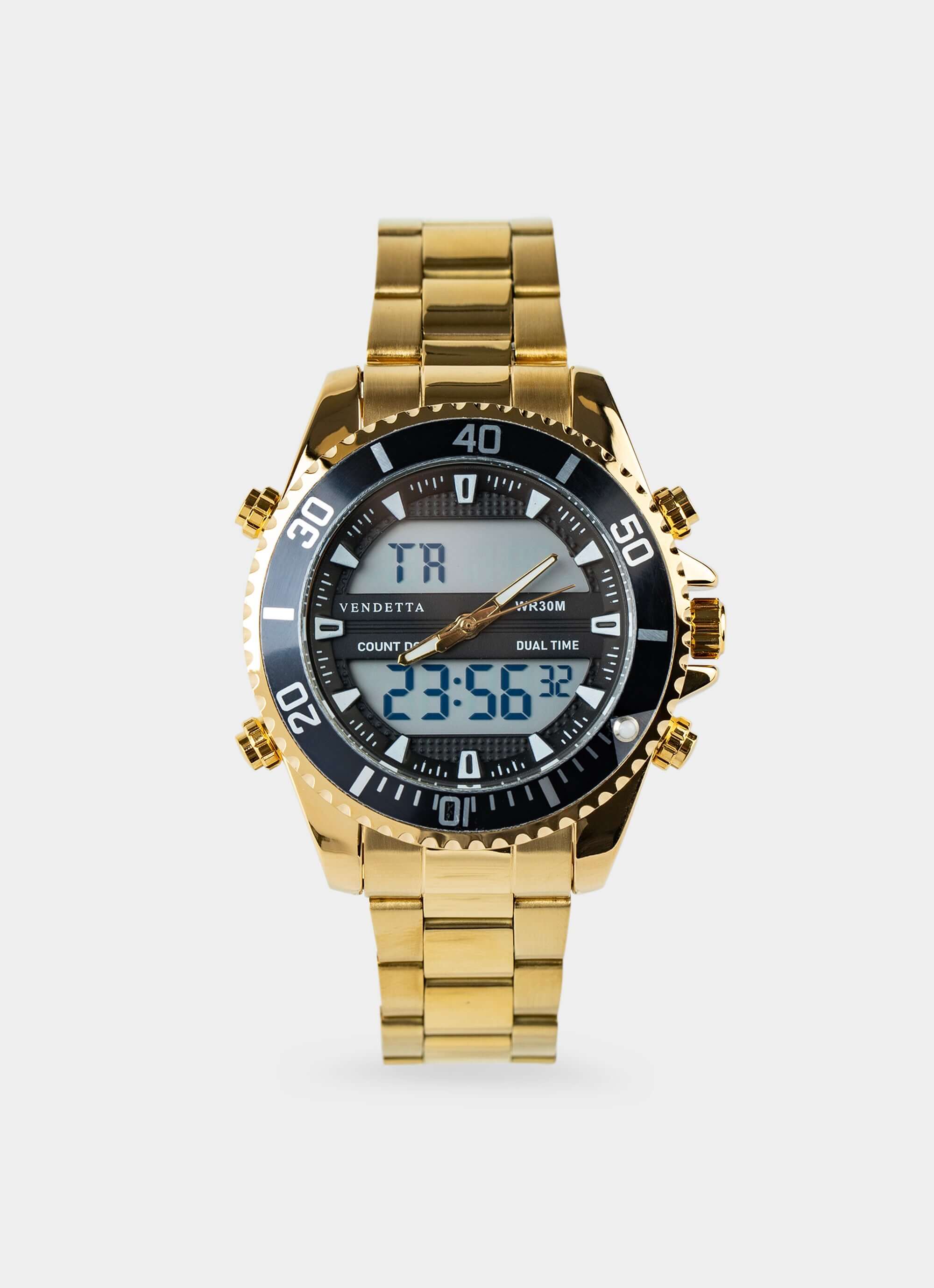 stainless steel watch – Gold/Black – Vendetta Jewellery