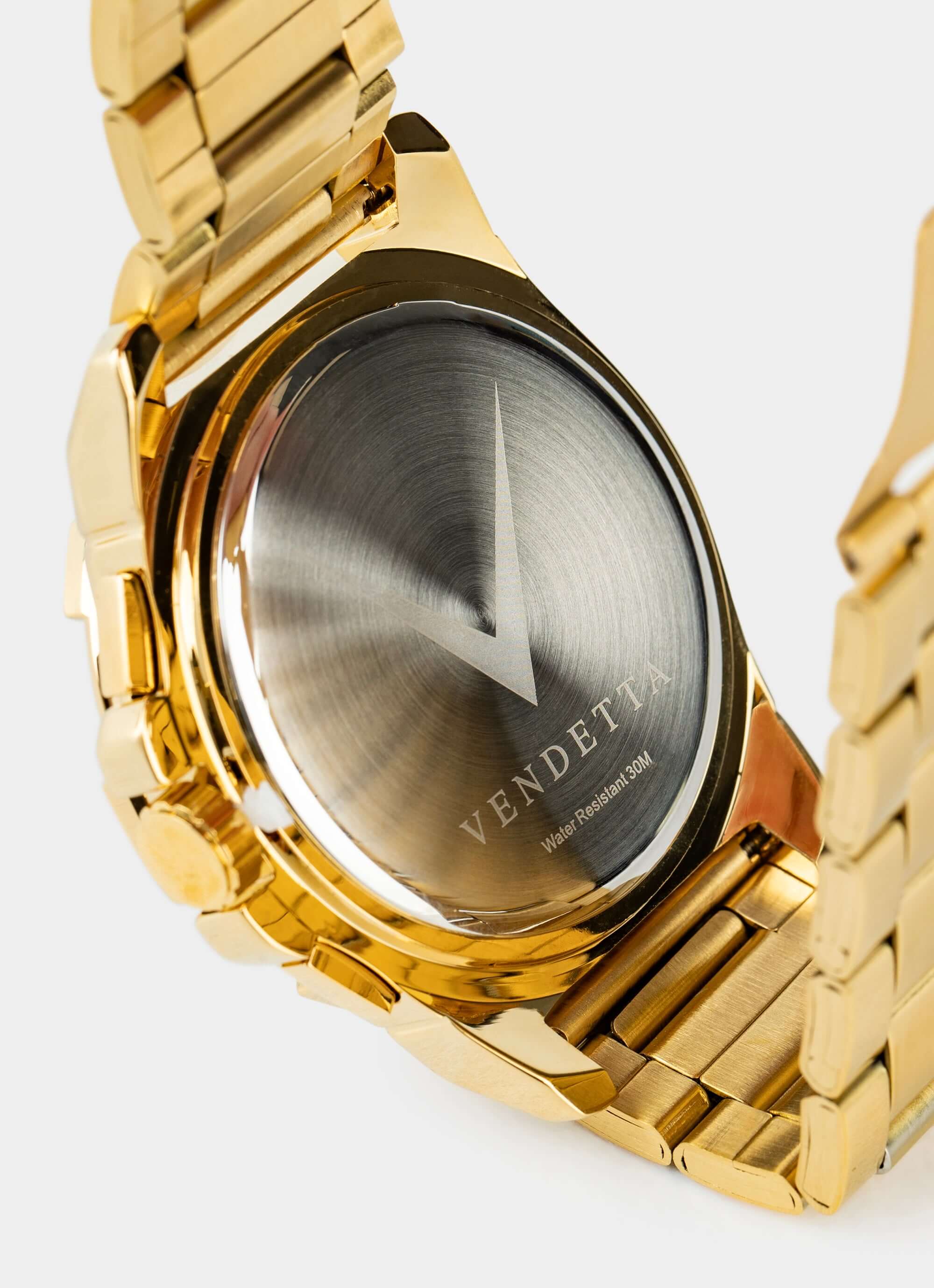 Gold stainless steel watch back – Sentinel Watch - Gold/Black – Vendetta Jewellery