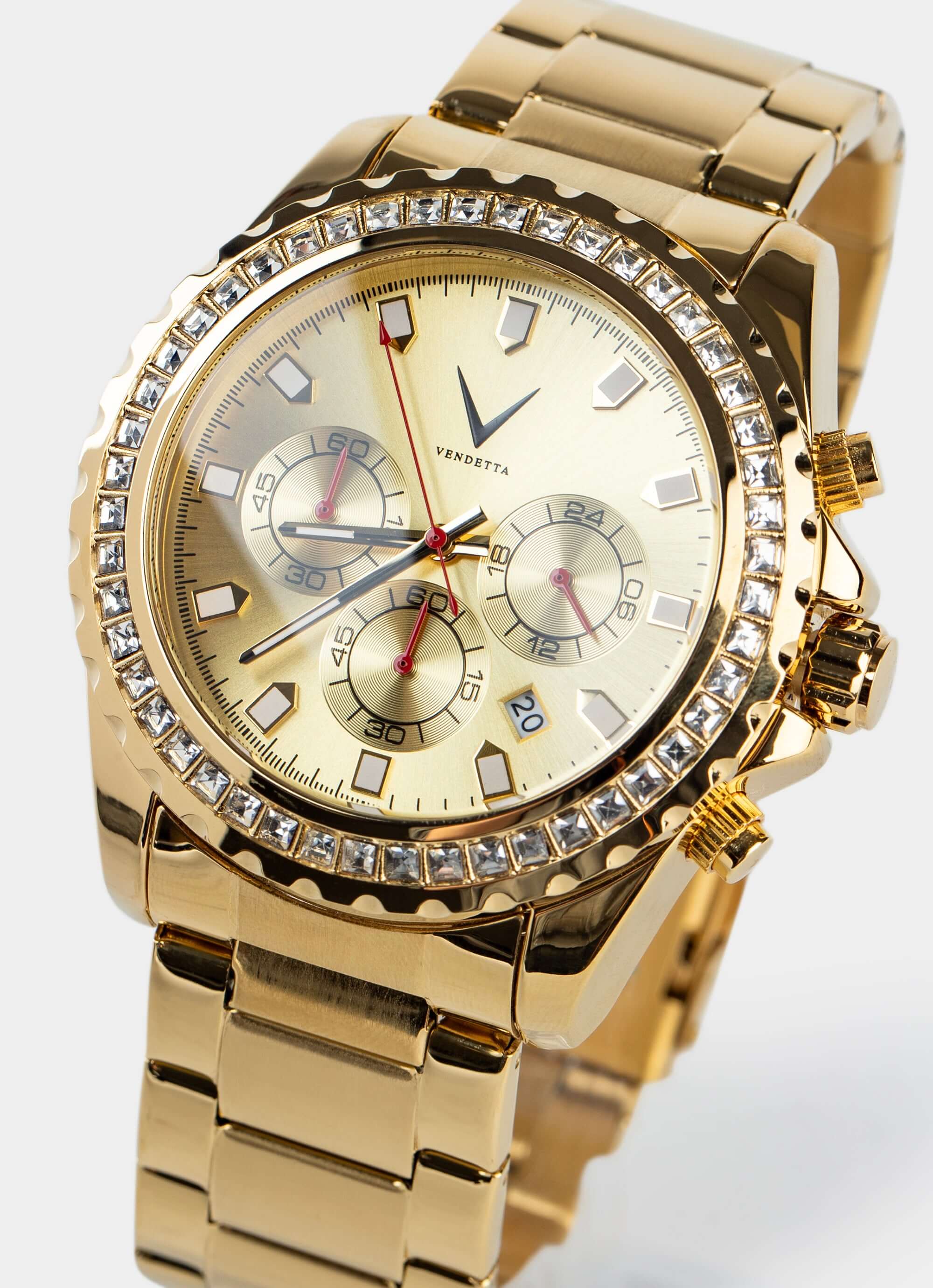 Gold watch – Quartz movement, stainless steel band – Vendetta Jewellery