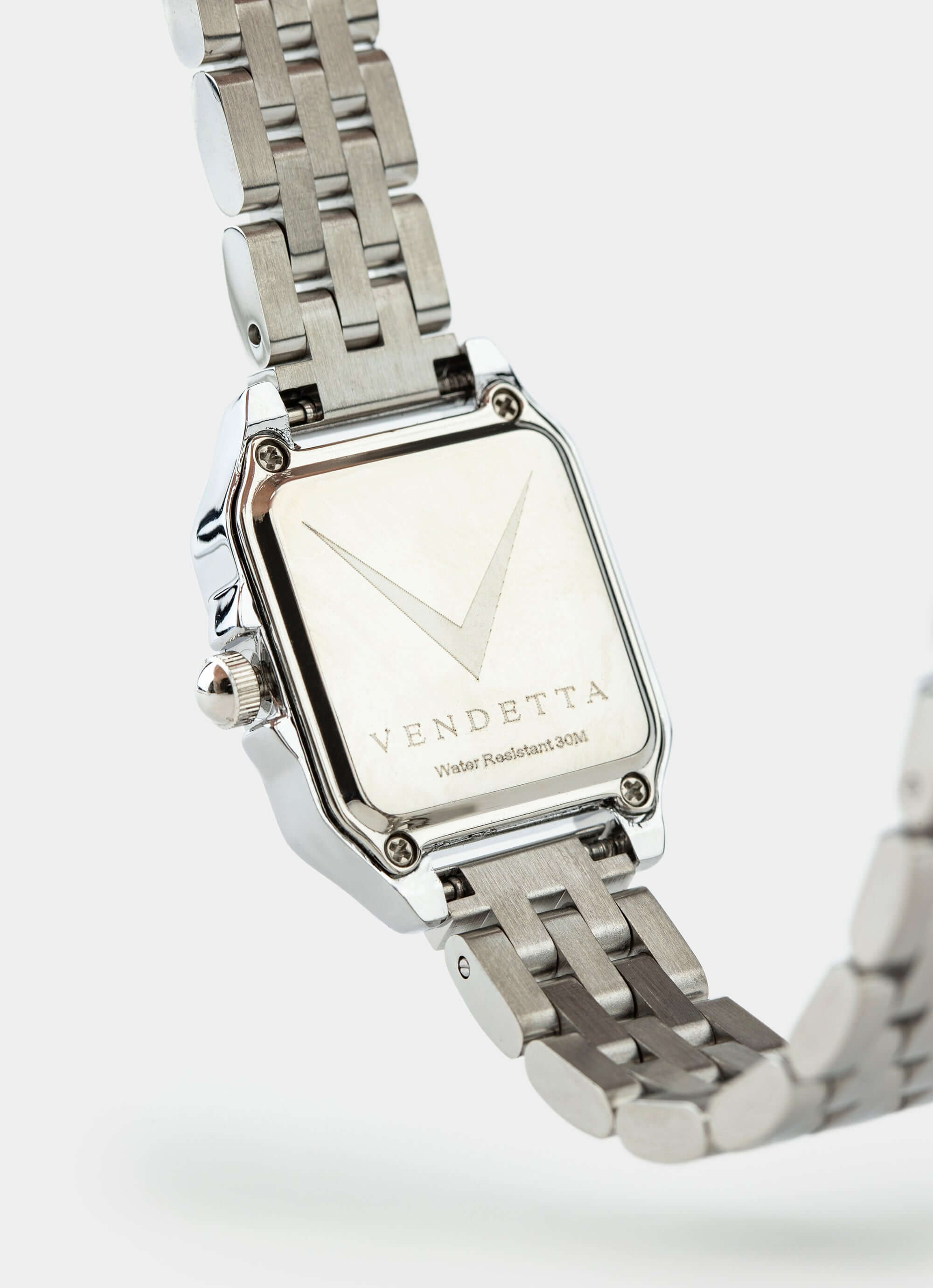 metal watch – silver back design – Vendetta Jewellery