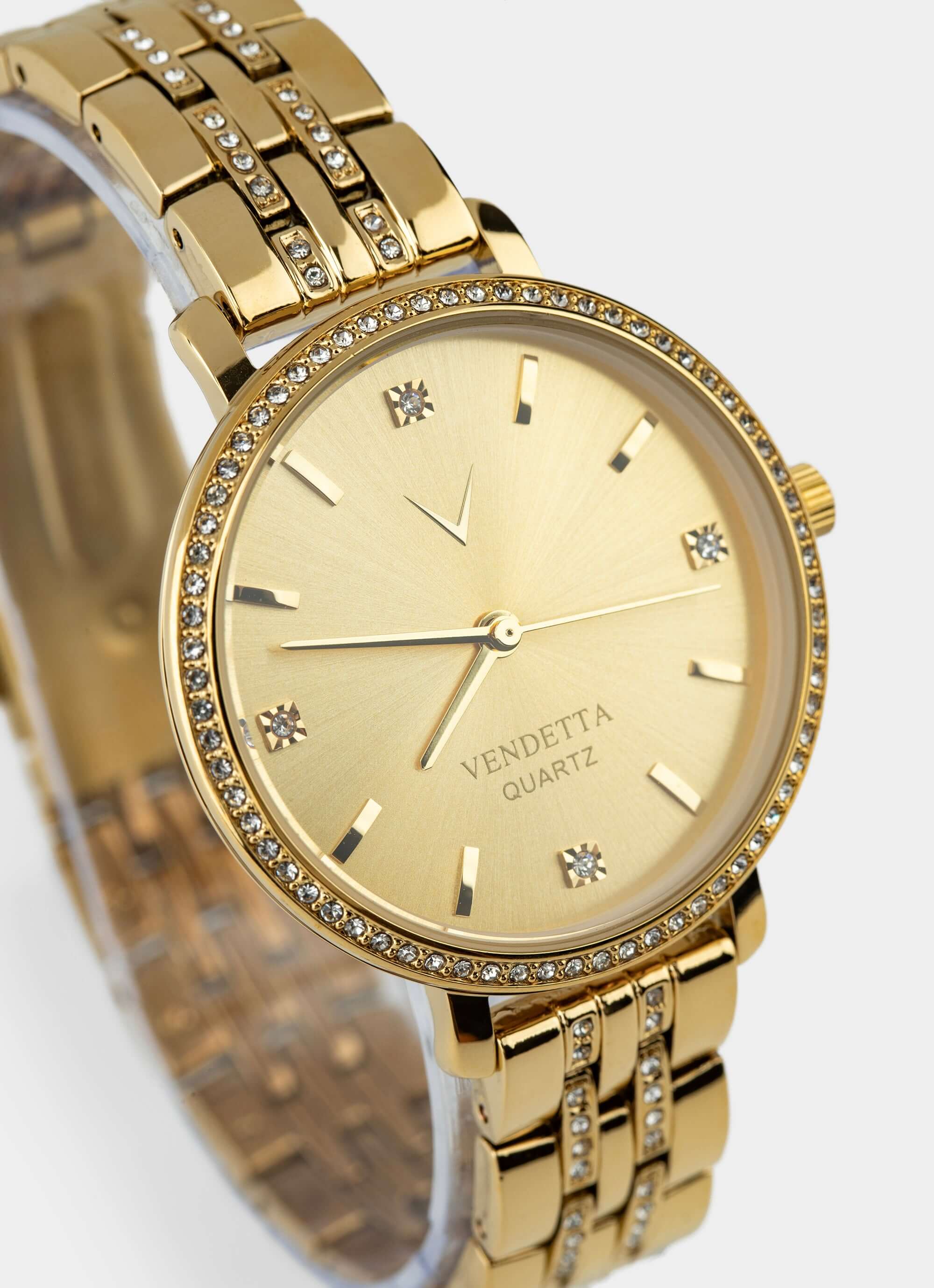 gold watch – gold with crystals – Vendetta Jewellery