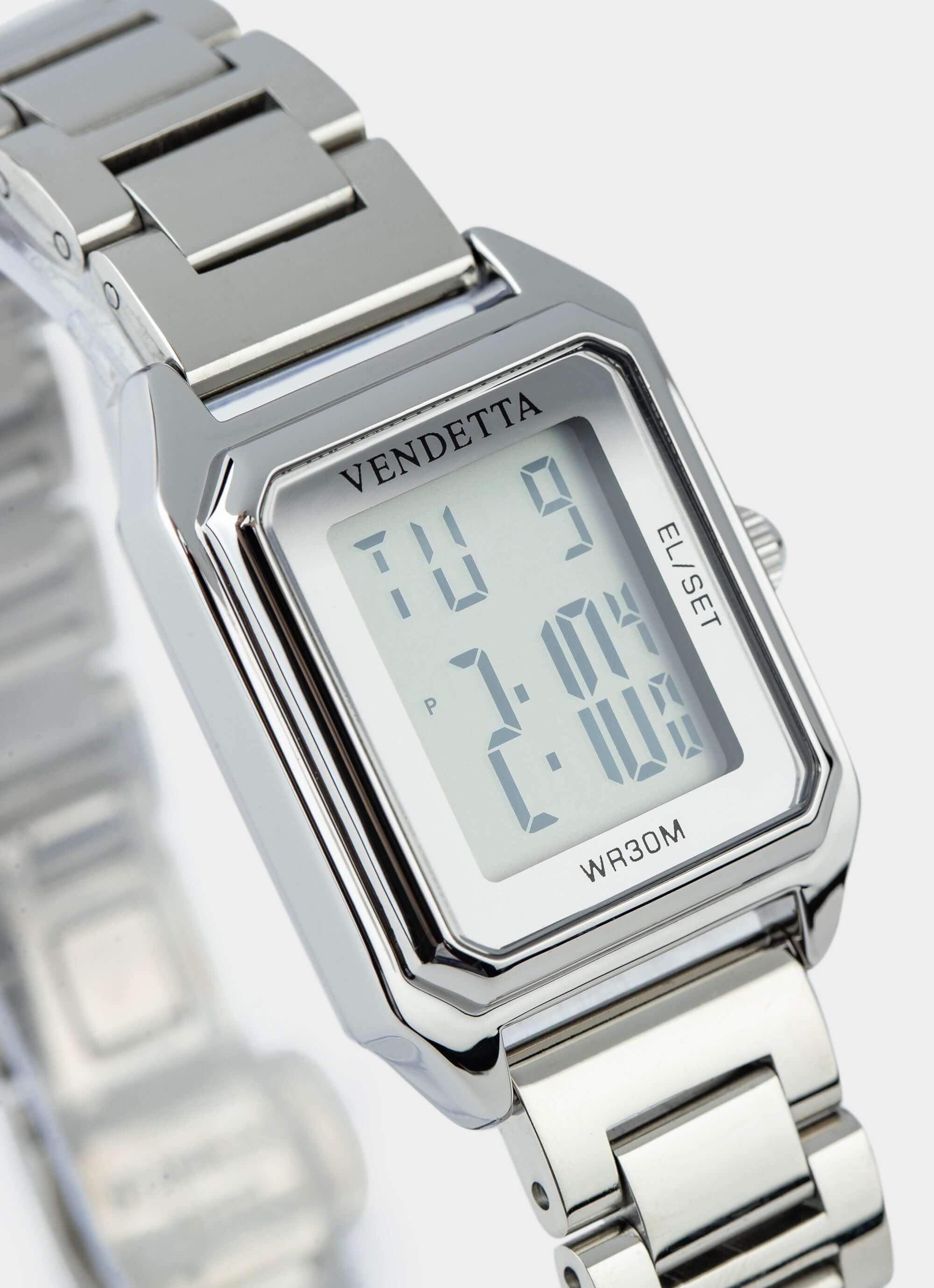 metal watch – digital display – Vendetta Jewellery