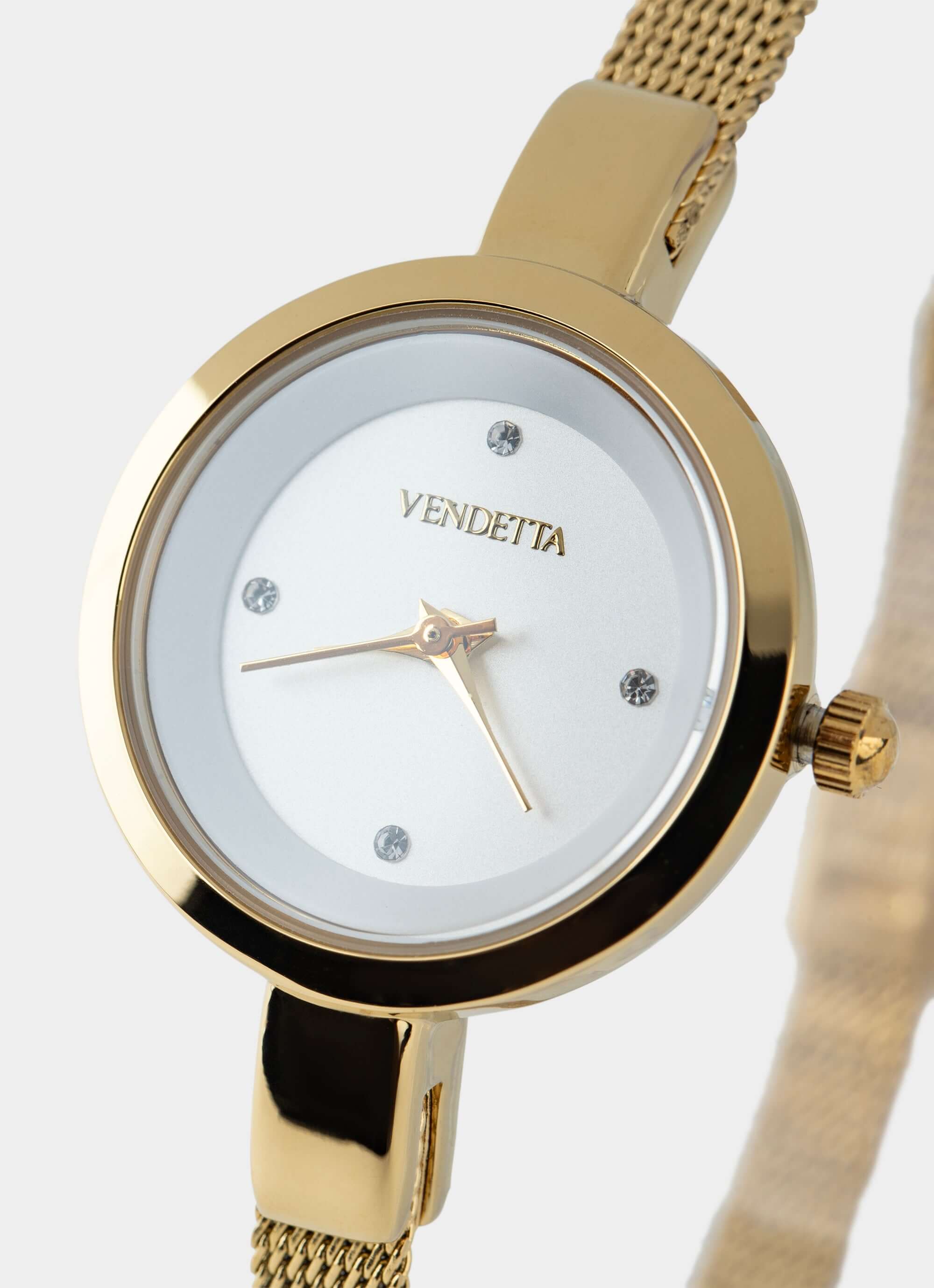 gold watch – polished finish and minimalist design – Vendetta Jewellery