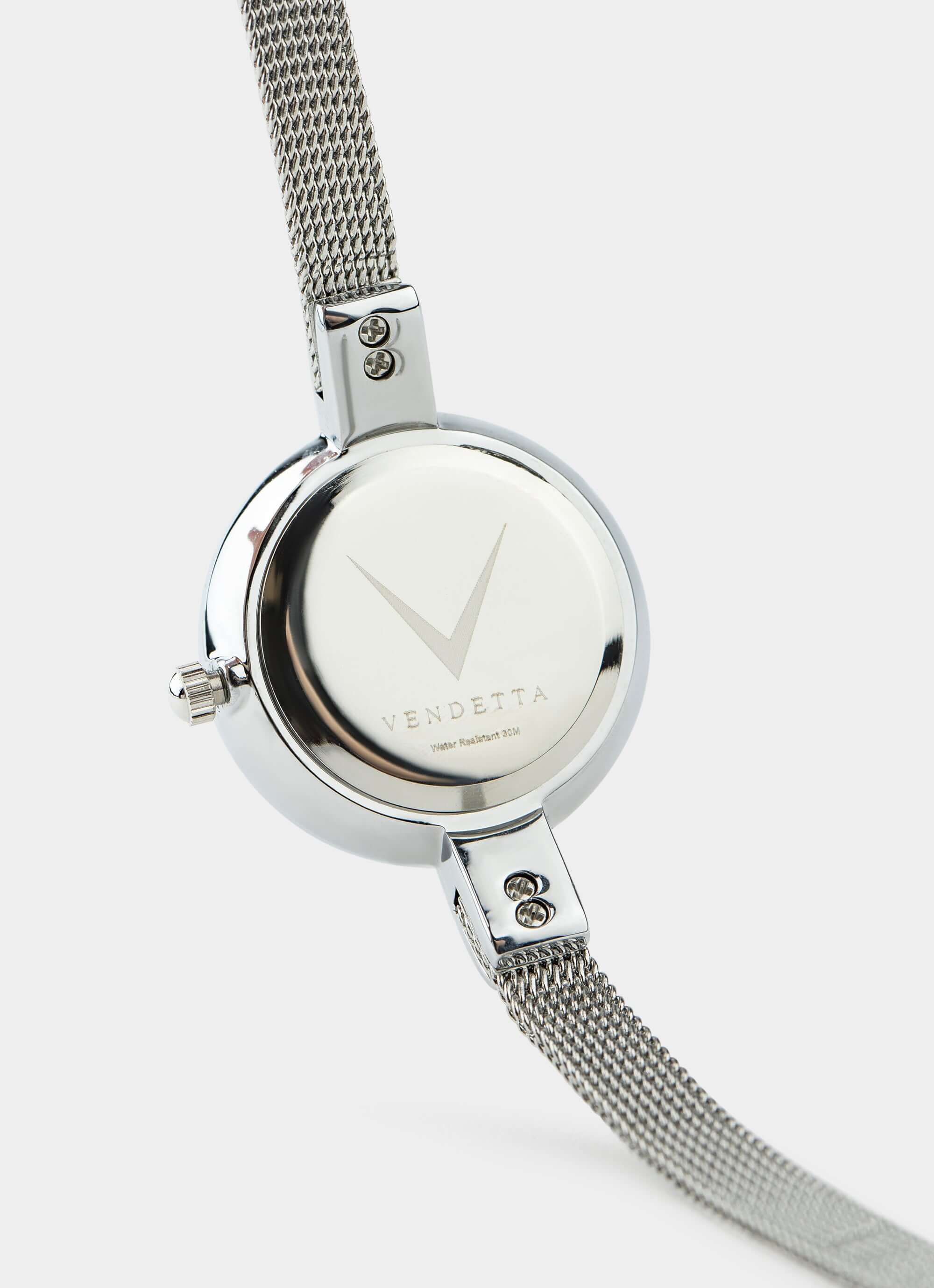 metal watch – polished silver back – Vendetta Jewellery