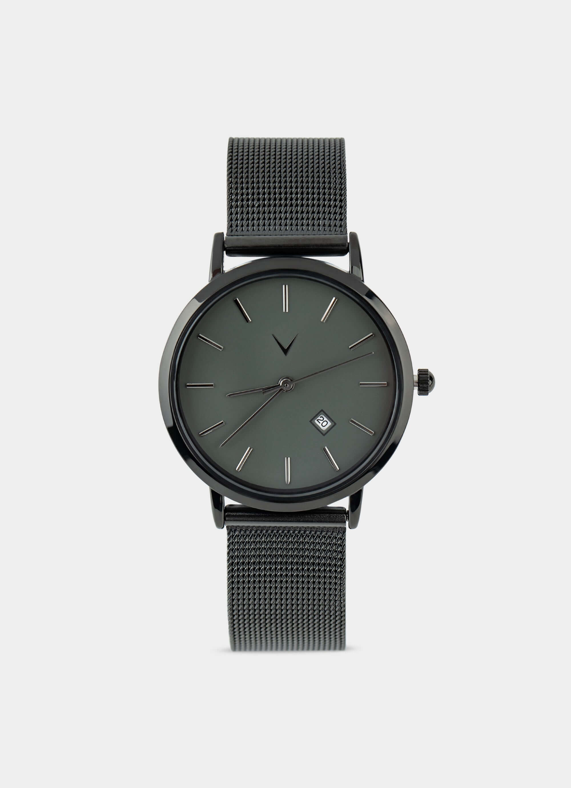 metal watch – black face and mesh band – Vendetta Jewellery