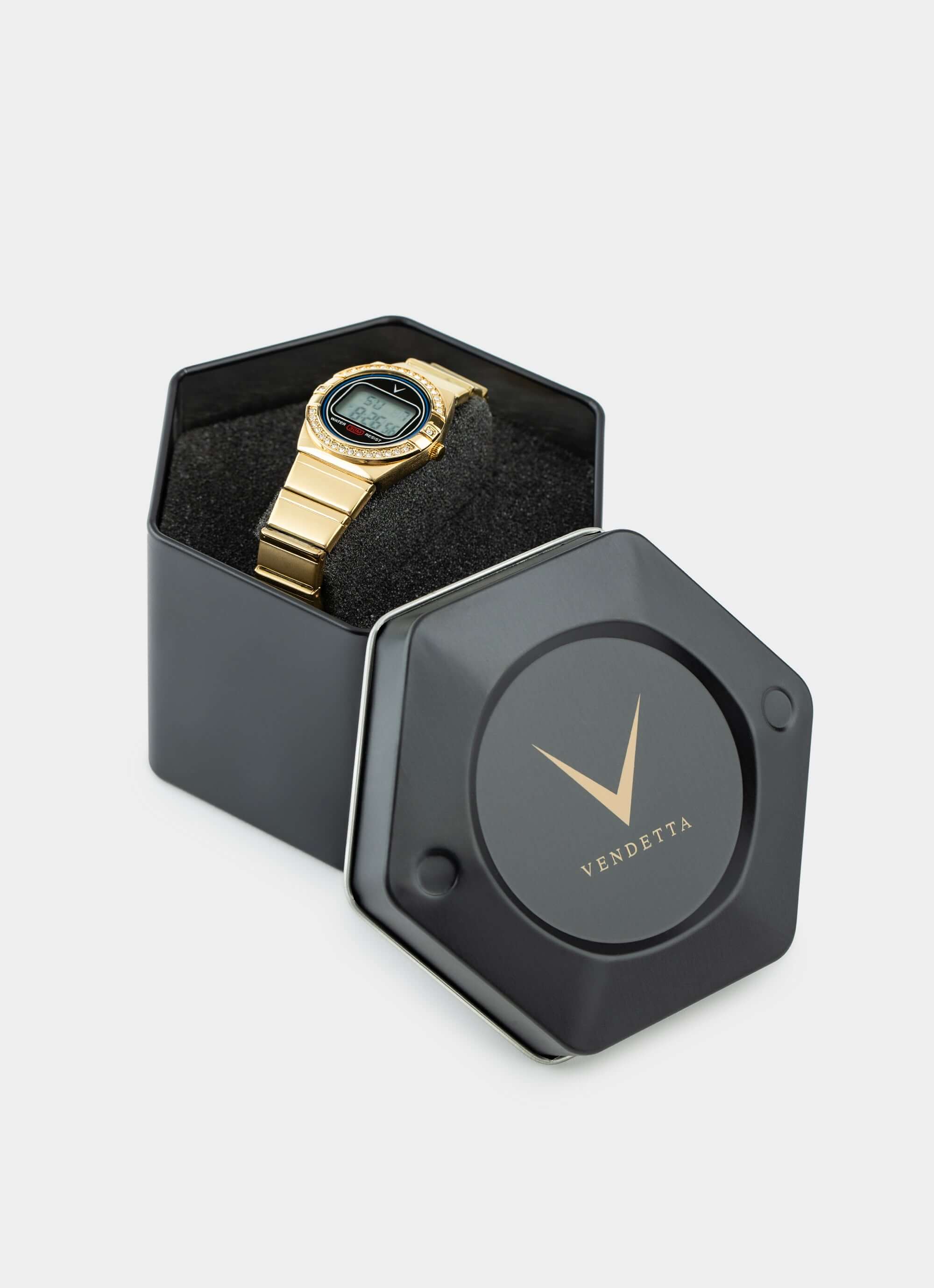 Gold watch in box – Cressida Watch - Gold – Vendetta Jewellery